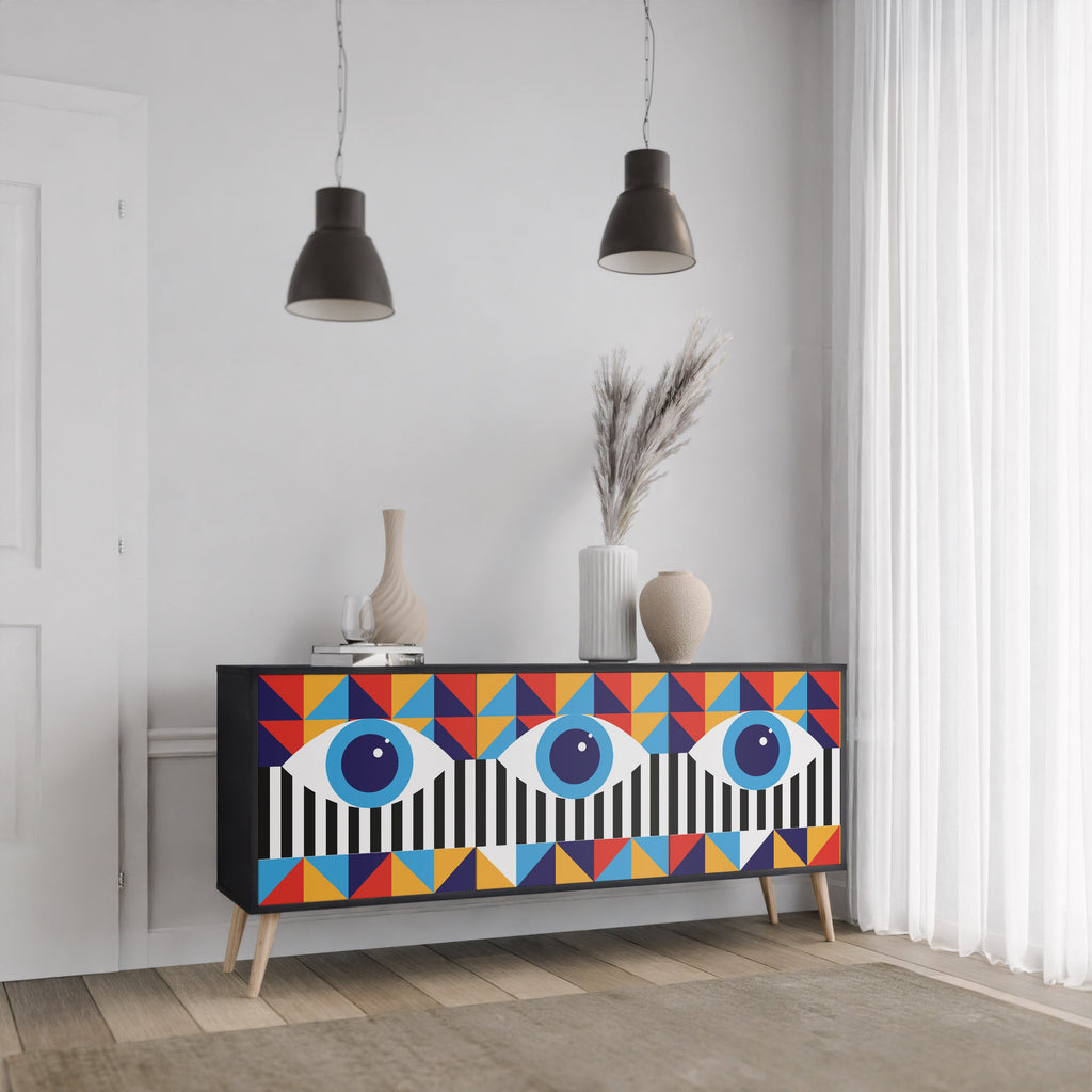 ABSTRACTION AND GEOMETRY 3-türiges Sideboard in Schwarz