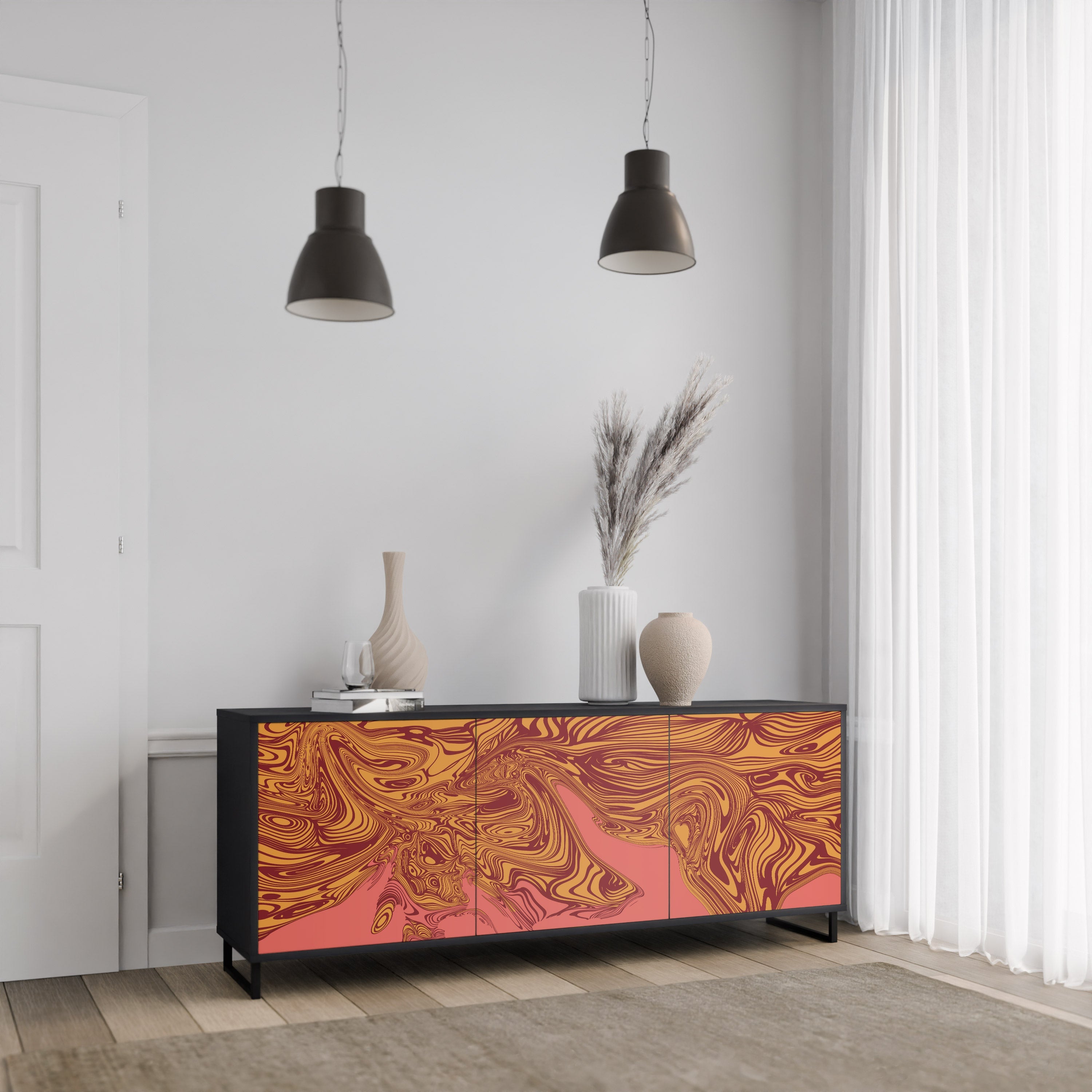 FLOATING THOUGHTS 3-türiges Sideboard in Schwarz