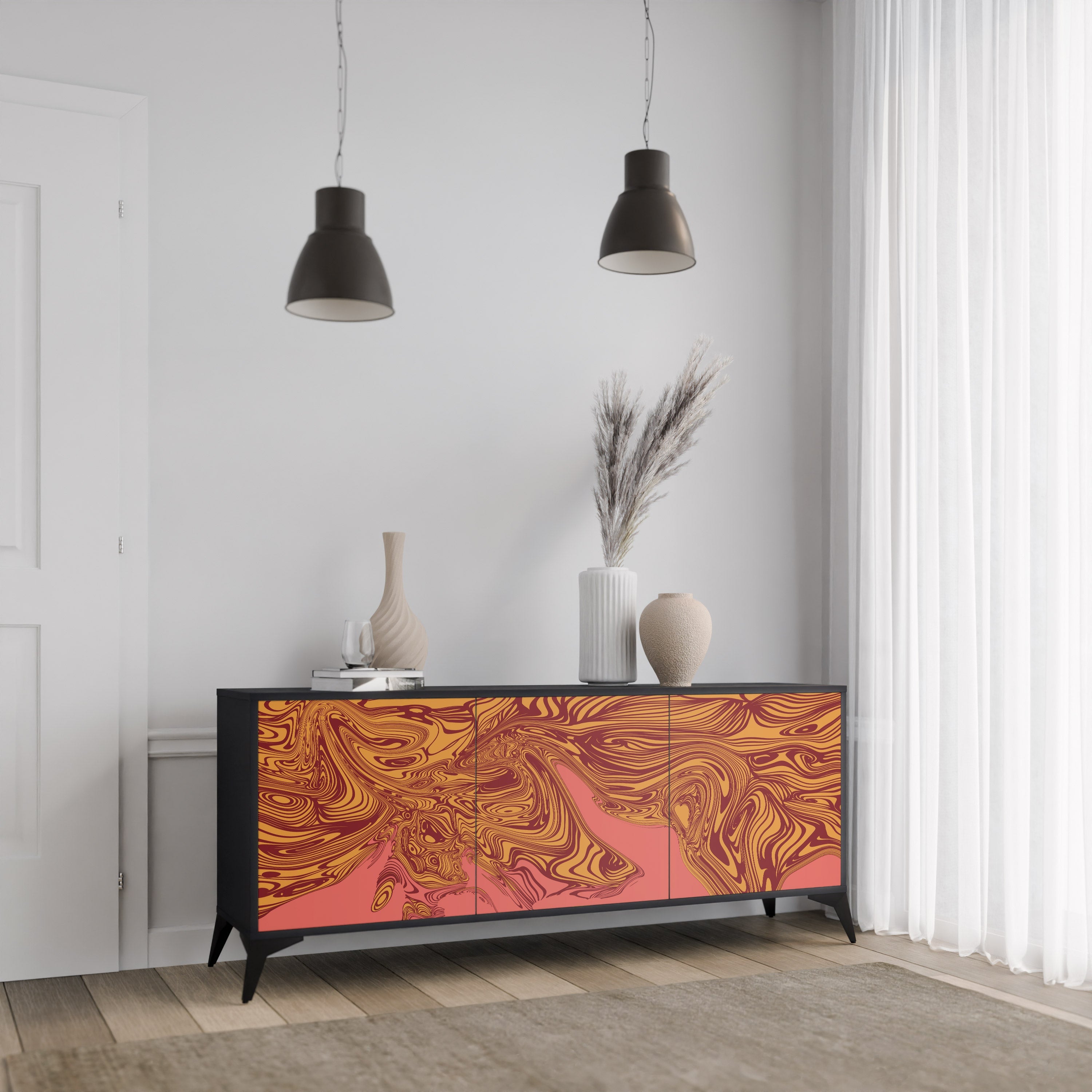 FLOATING THOUGHTS 3-türiges Sideboard in Schwarz
