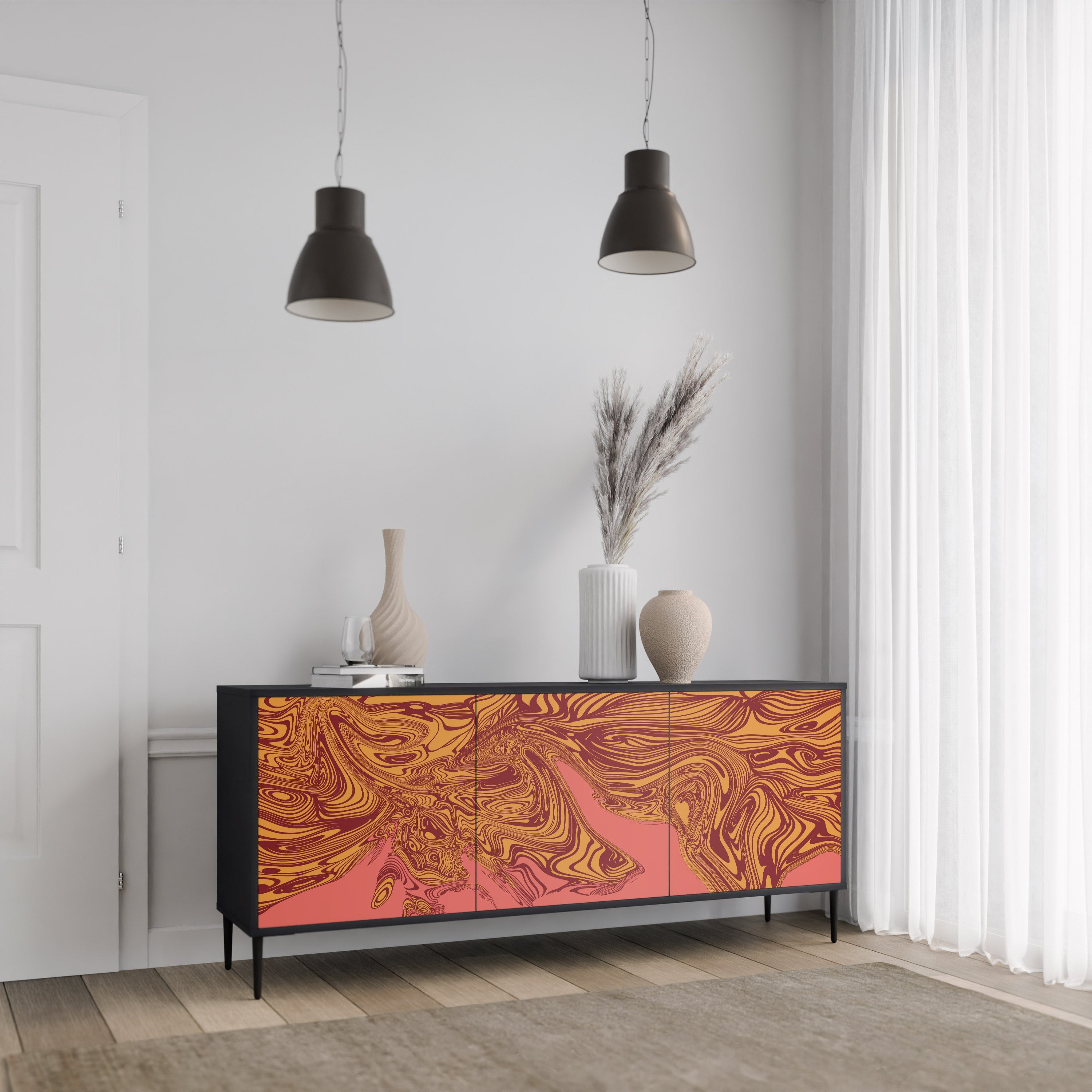 FLOATING THOUGHTS 3-türiges Sideboard in Schwarz