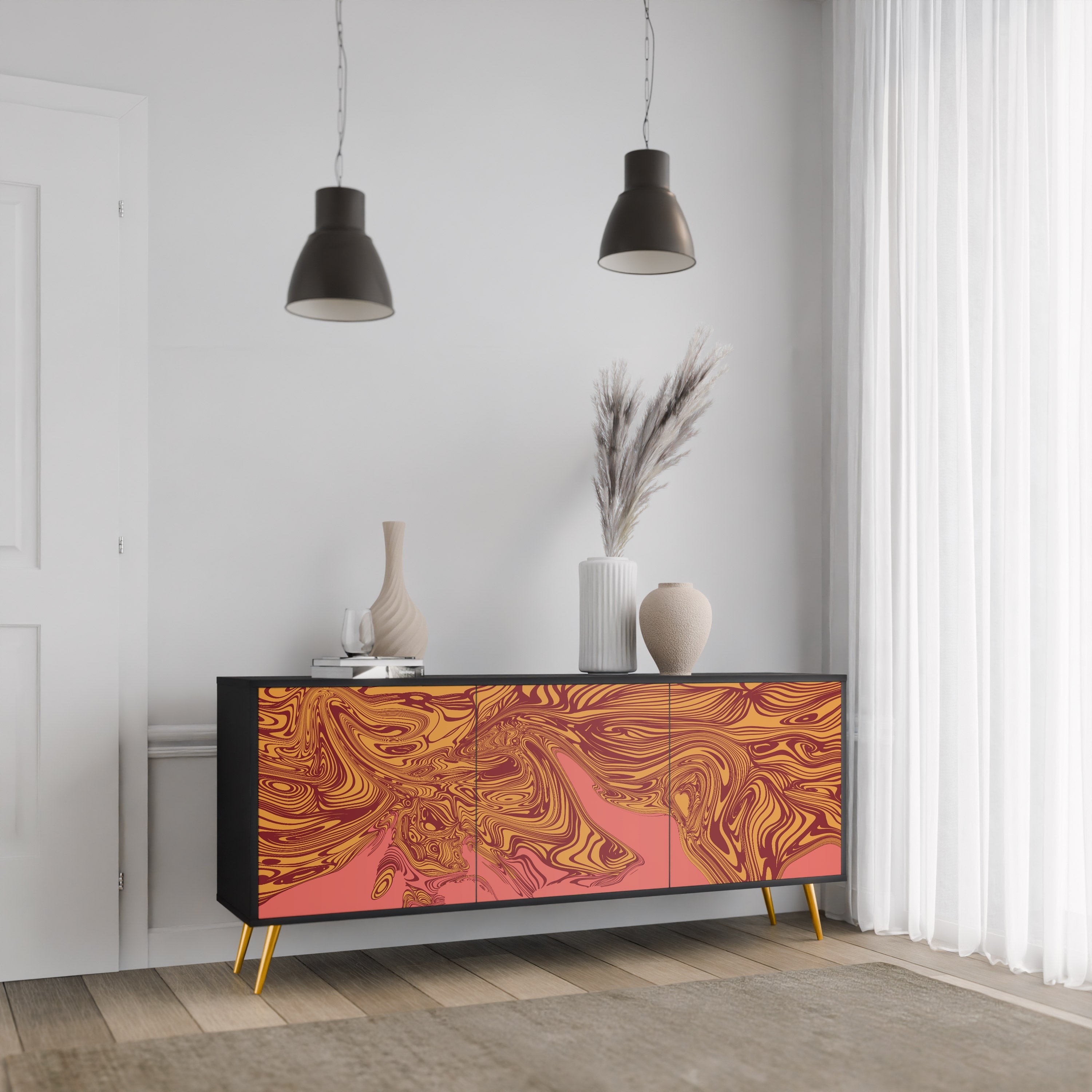 FLOATING THOUGHTS 3-türiges Sideboard in Schwarz