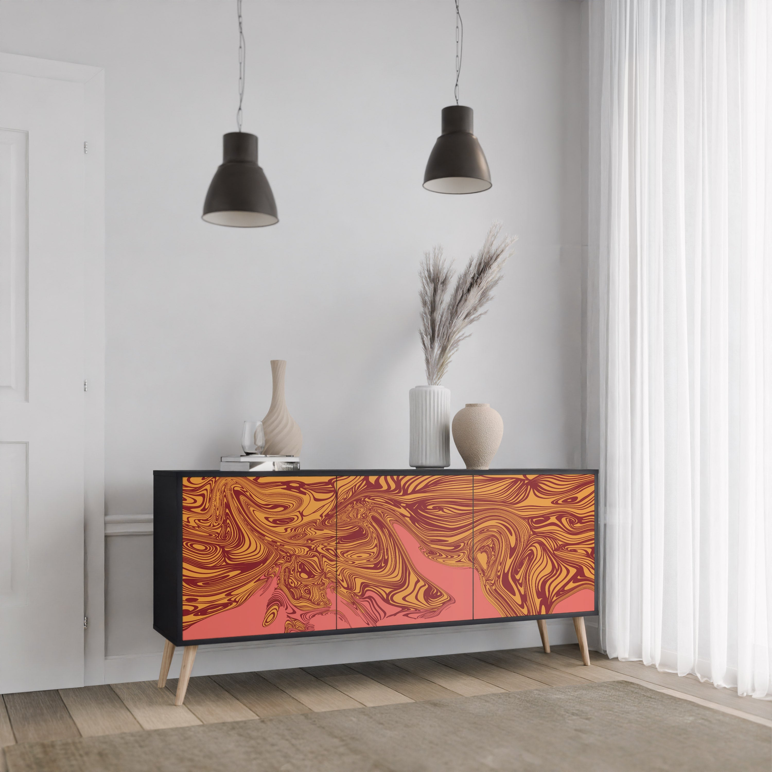 FLOATING THOUGHTS 3-türiges Sideboard in Schwarz