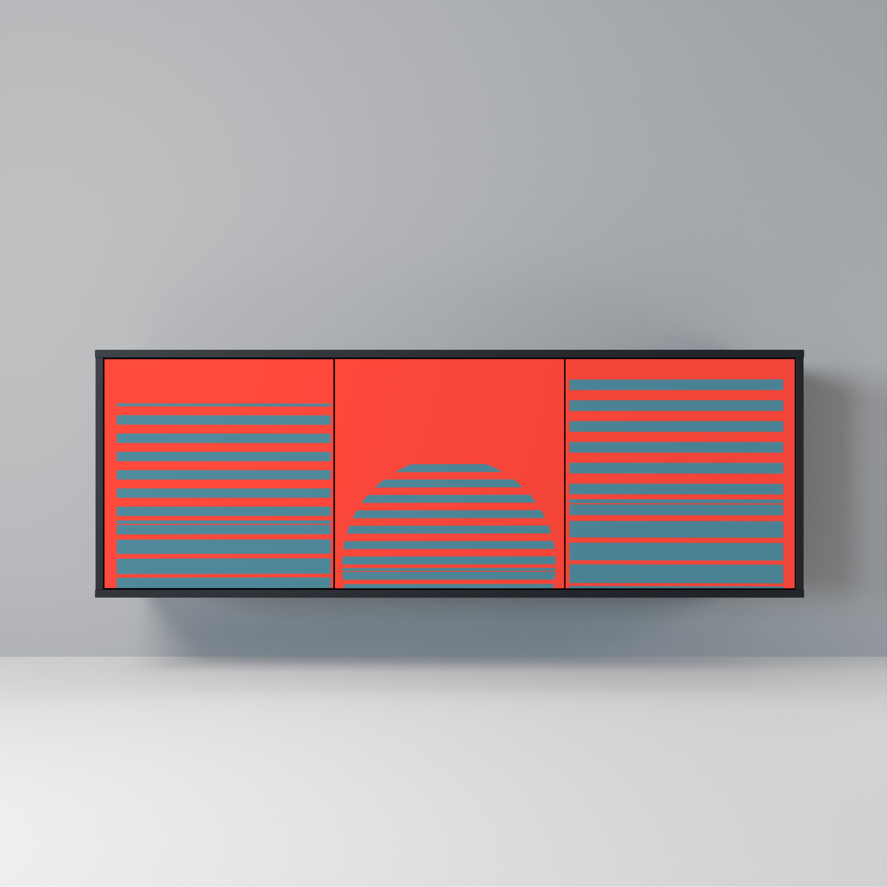 RISING GEOMETRY STARS Sideboard mit 3 Türen in Schwarz