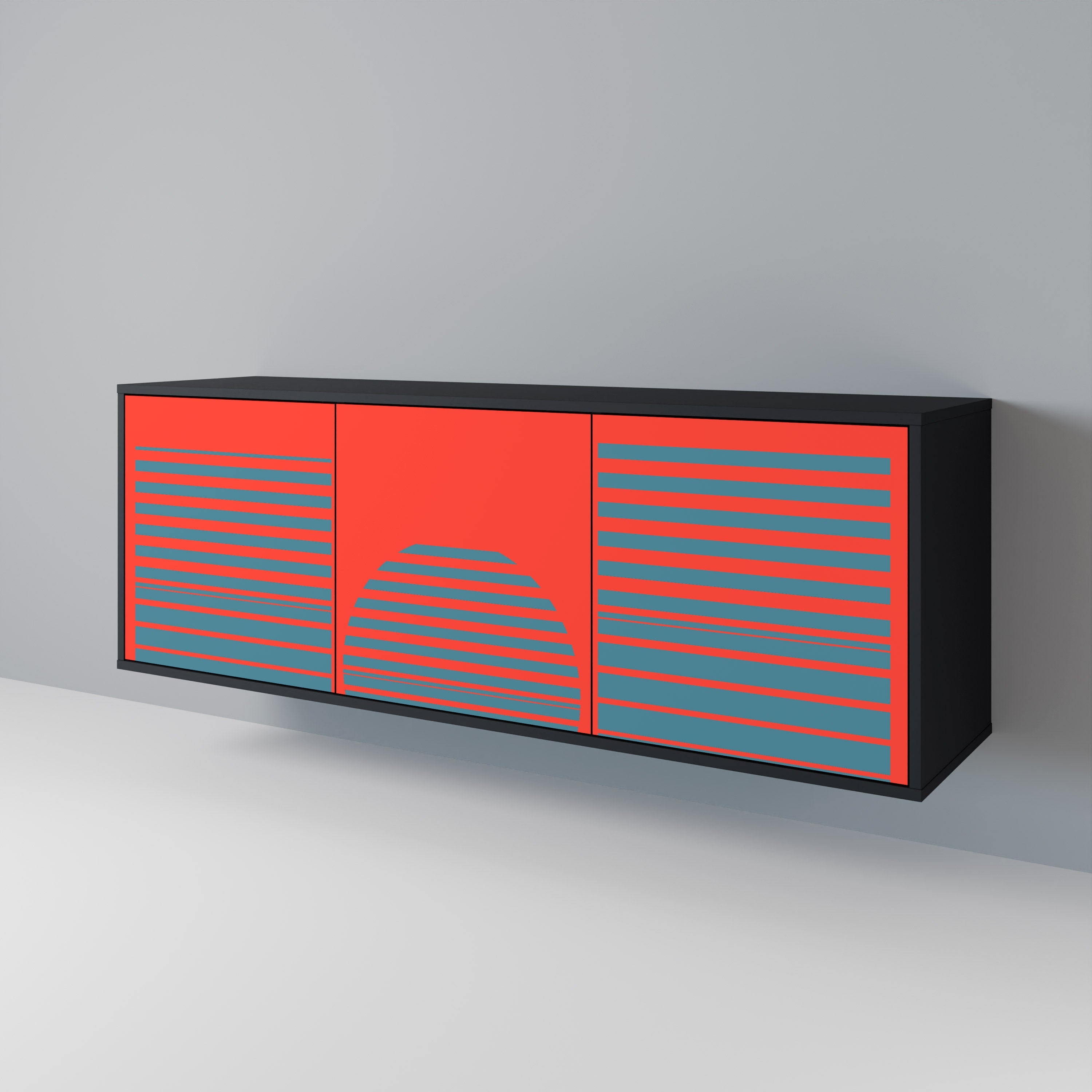 RISING GEOMETRY STARS Sideboard mit 3 Türen in Schwarz