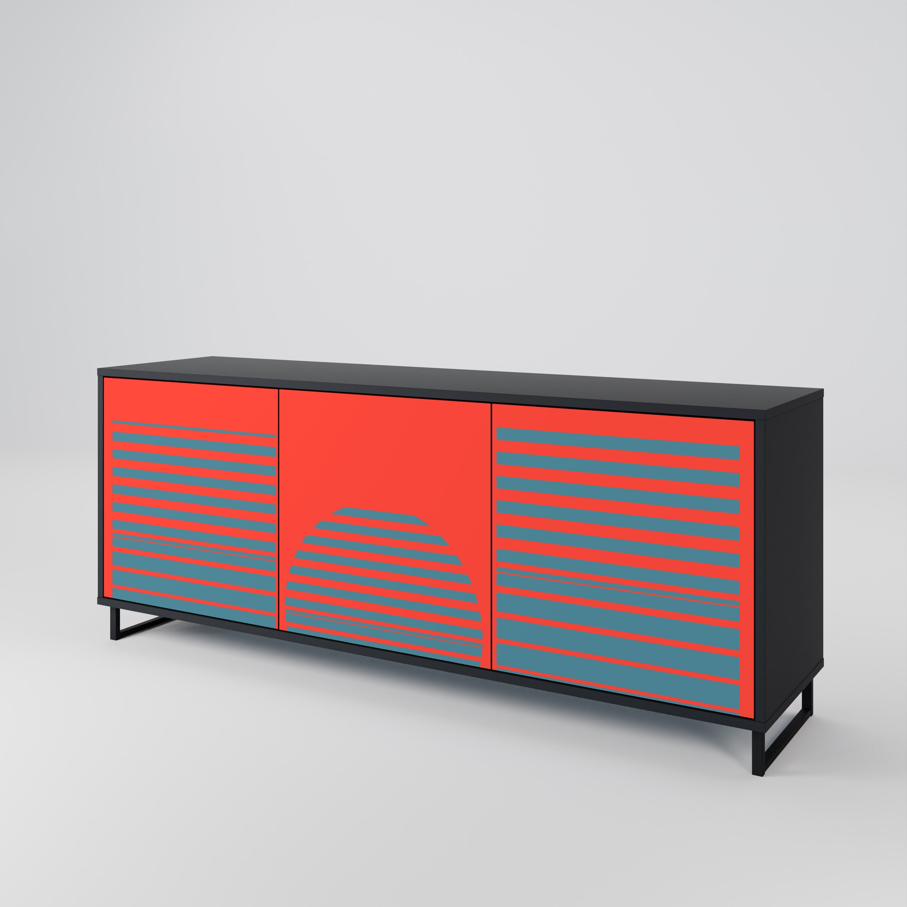 RISING GEOMETRY STARS Sideboard mit 3 Türen in Schwarz