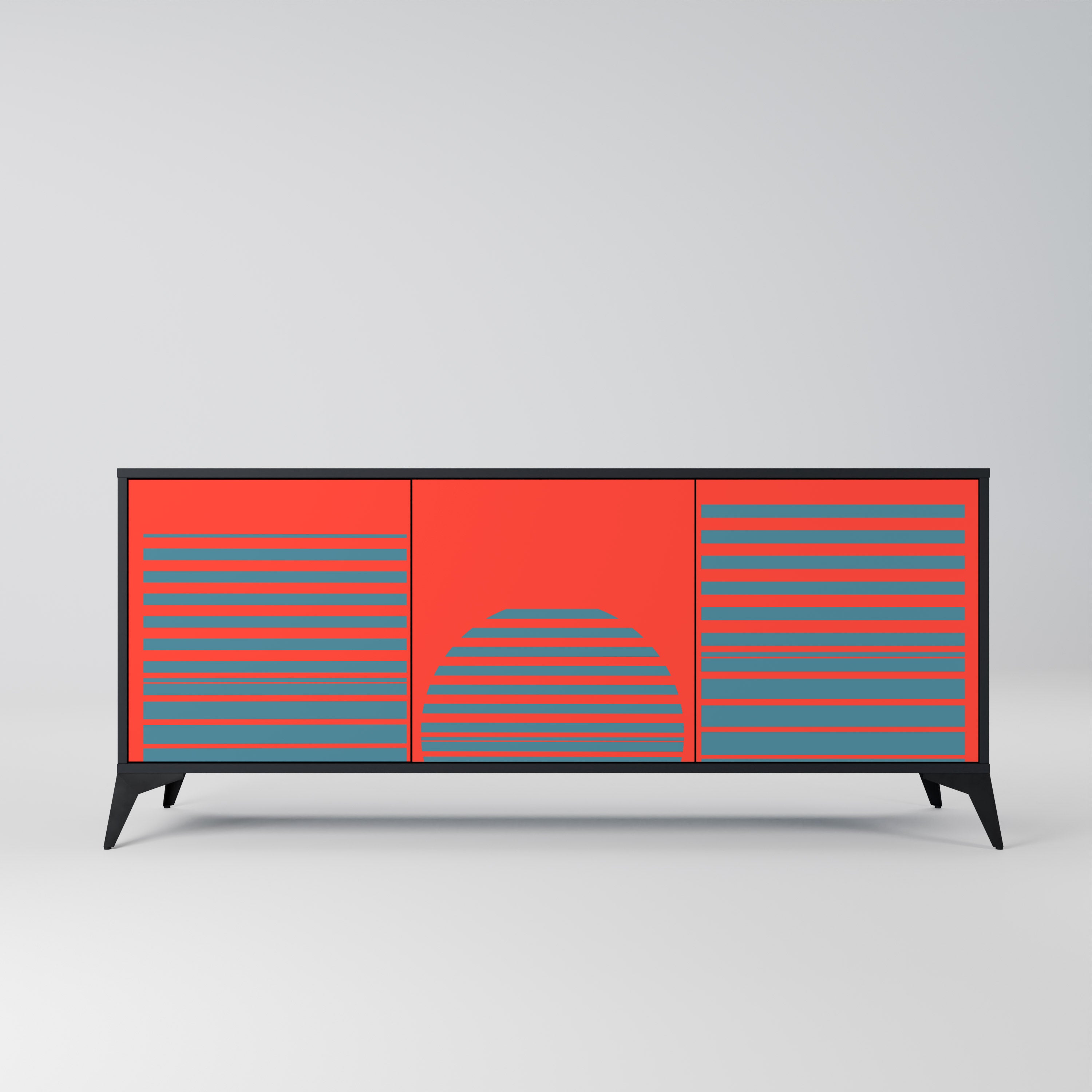 RISING GEOMETRY STARS Sideboard mit 3 Türen in Schwarz