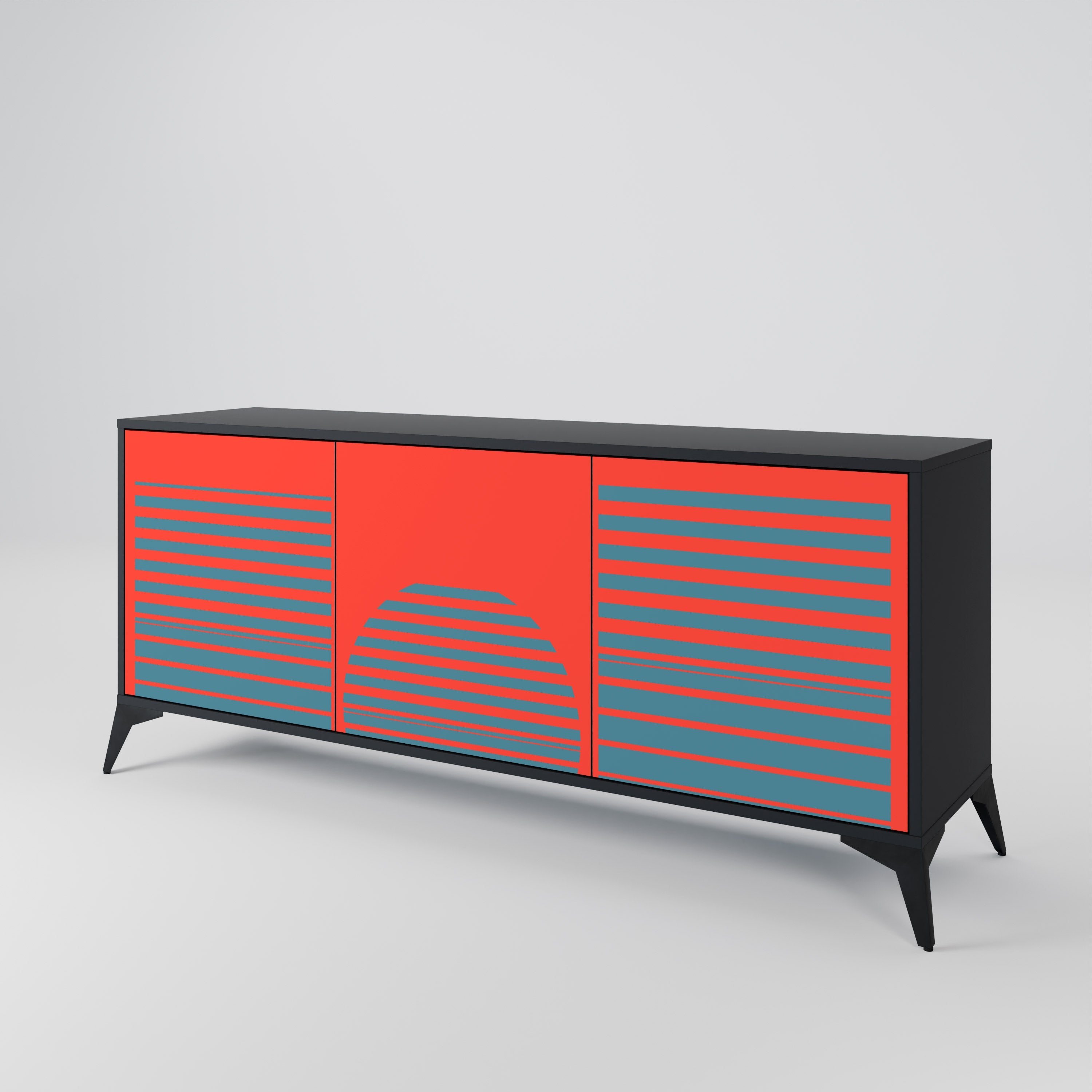 RISING GEOMETRY STARS Sideboard mit 3 Türen in Schwarz