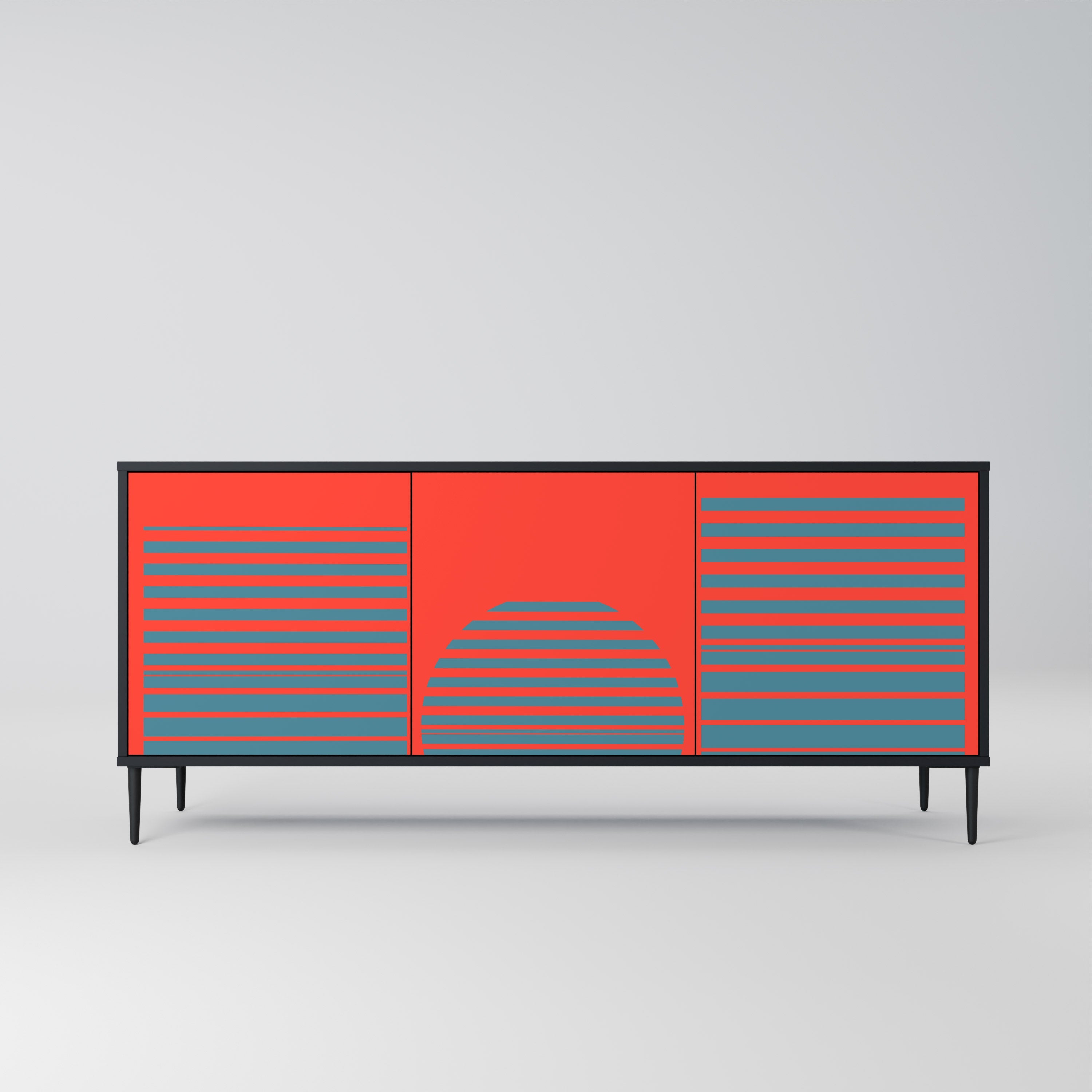 RISING GEOMETRY STARS Sideboard mit 3 Türen in Schwarz