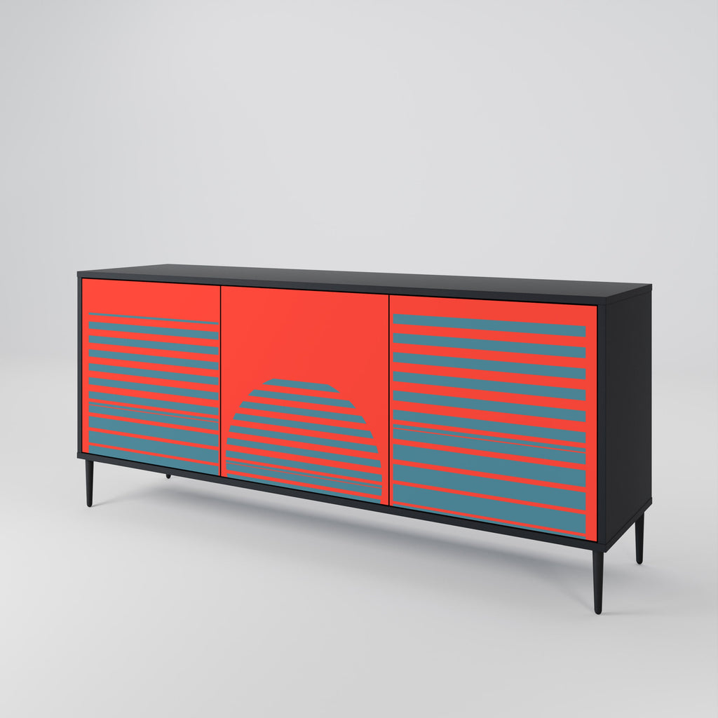 RISING GEOMETRY STARS Sideboard mit 3 Türen in Schwarz