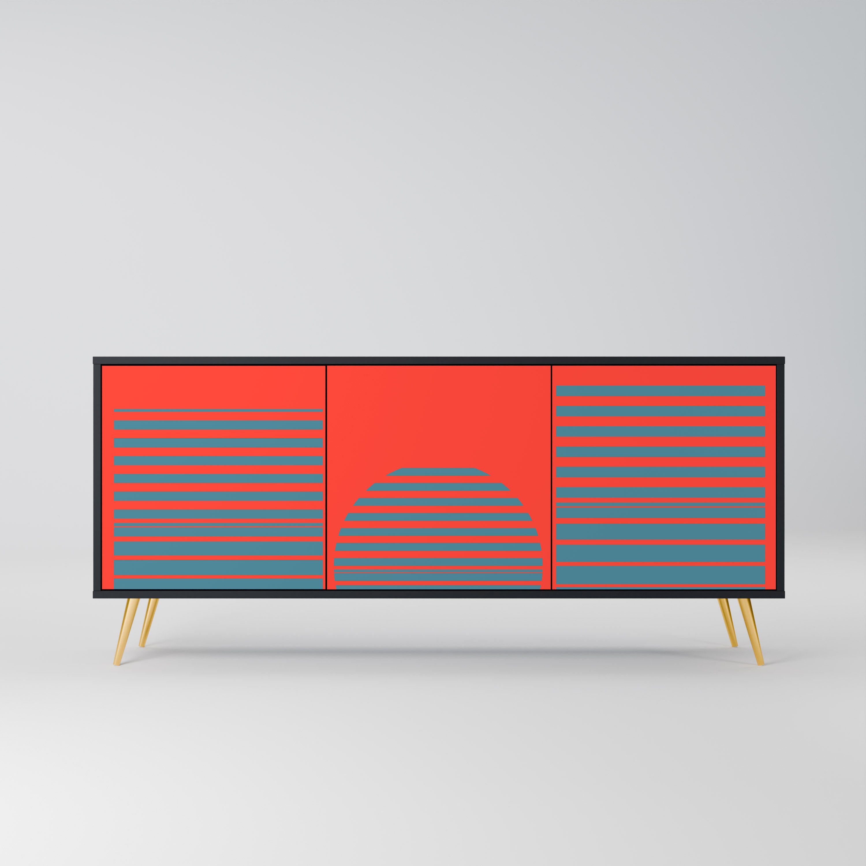 RISING GEOMETRY STARS Sideboard mit 3 Türen in Schwarz