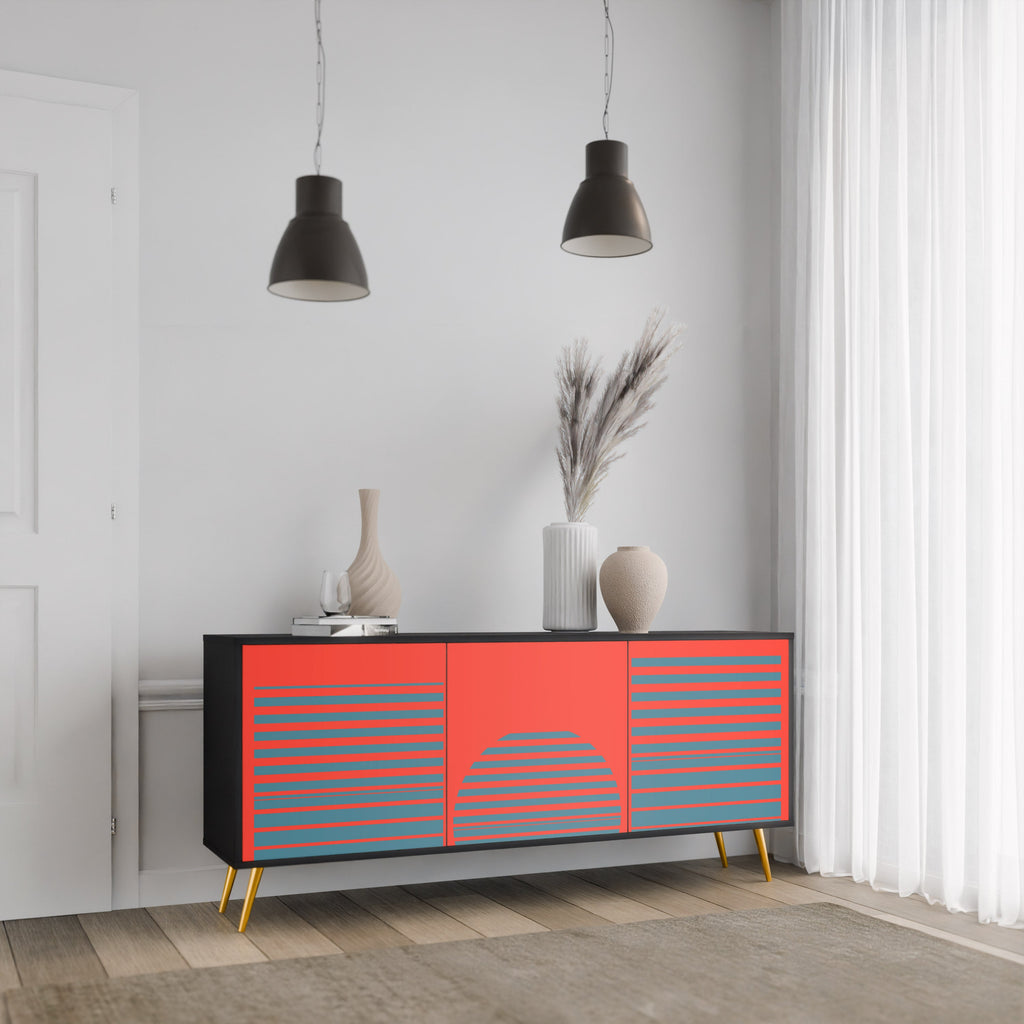 RISING GEOMETRY STARS Sideboard mit 3 Türen in Schwarz