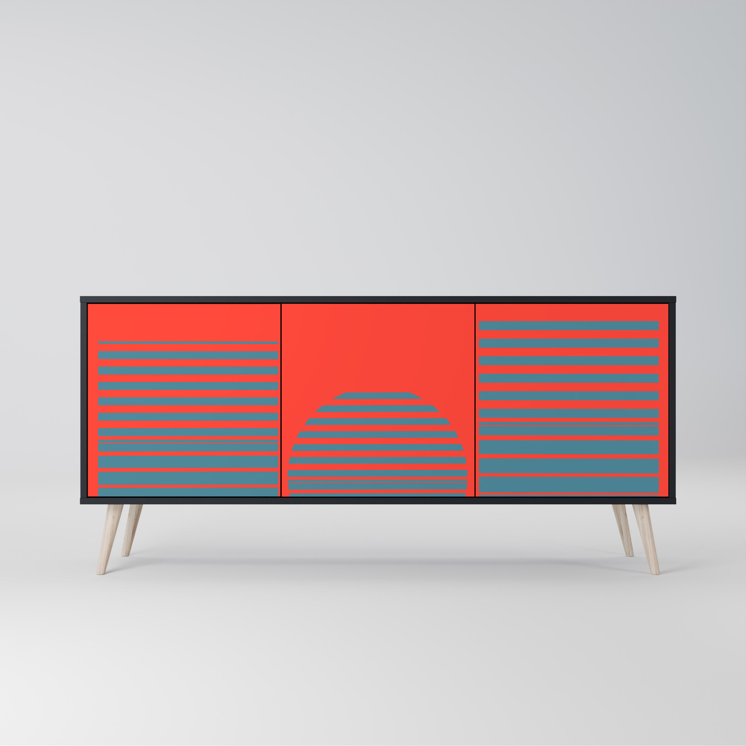 RISING GEOMETRY STARS Sideboard mit 3 Türen in Schwarz