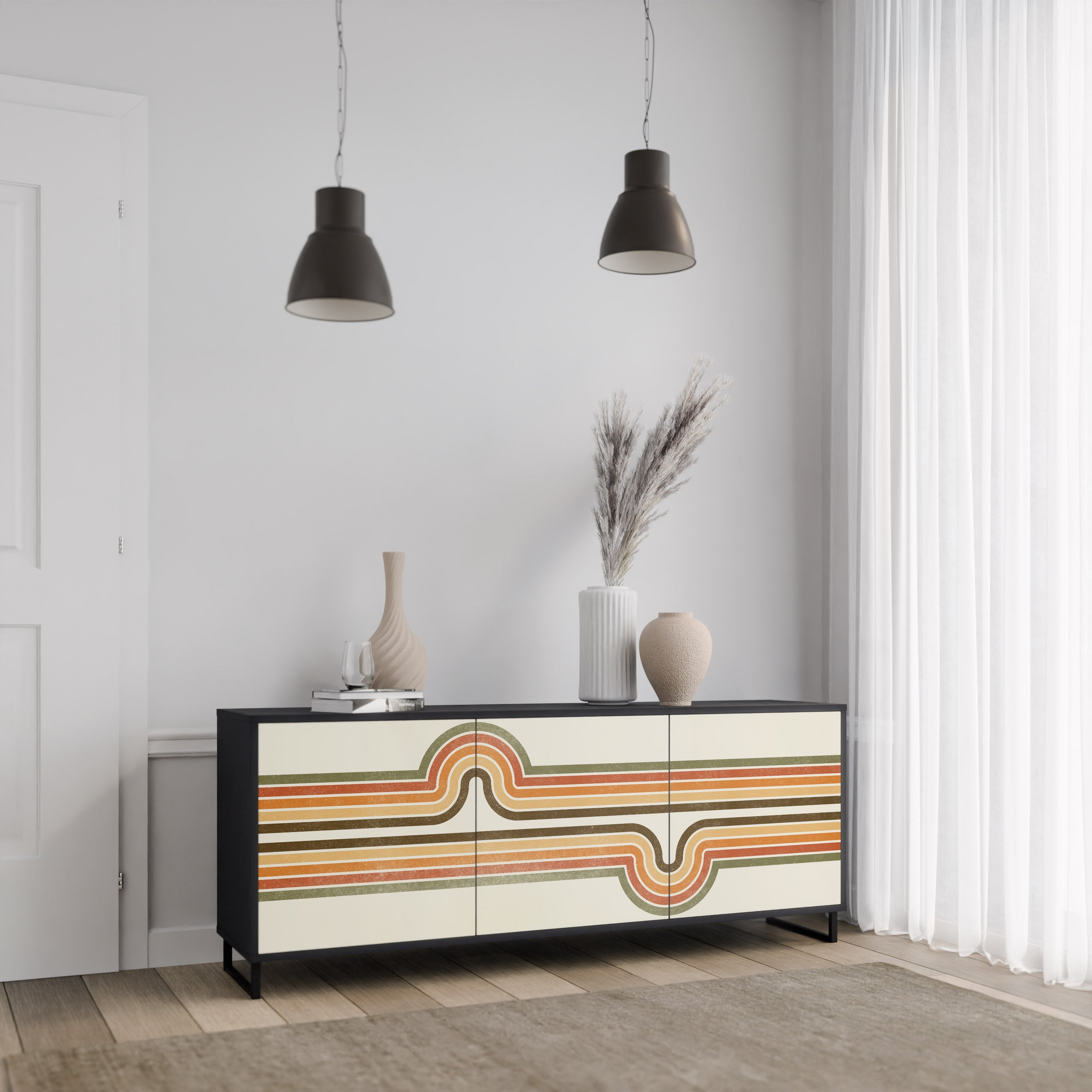EXCEPTIONAL STREAM 3-türiges Sideboard in Schwarz