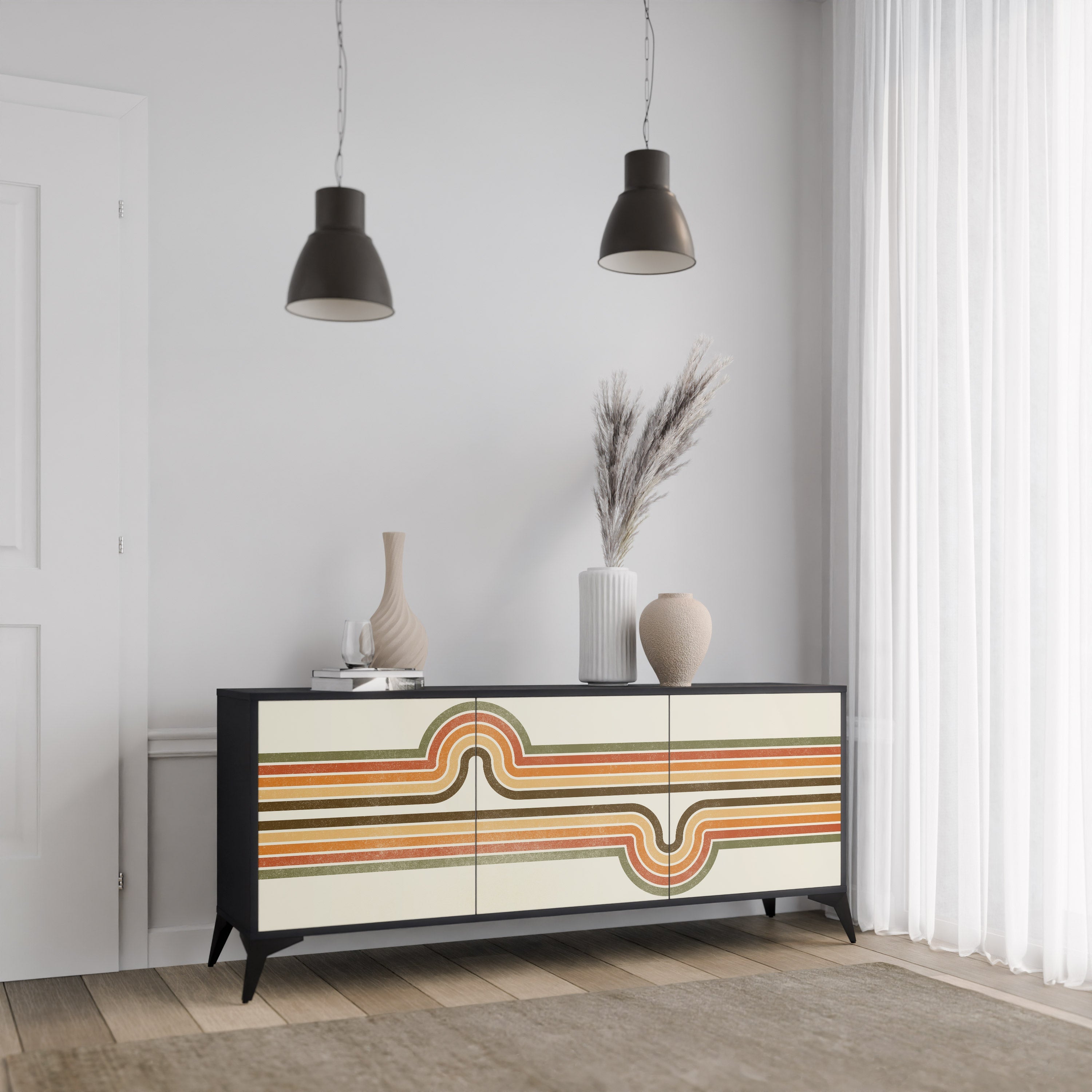 EXCEPTIONAL STREAM 3-türiges Sideboard in Schwarz