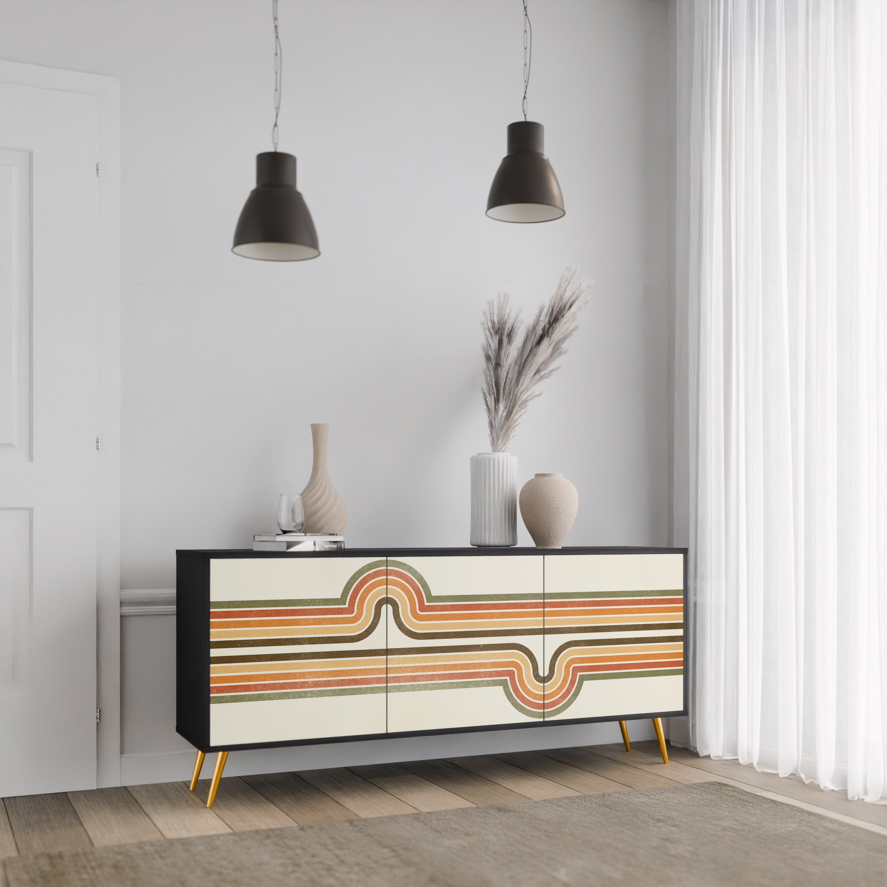 EXCEPTIONAL STREAM 3-türiges Sideboard in Schwarz