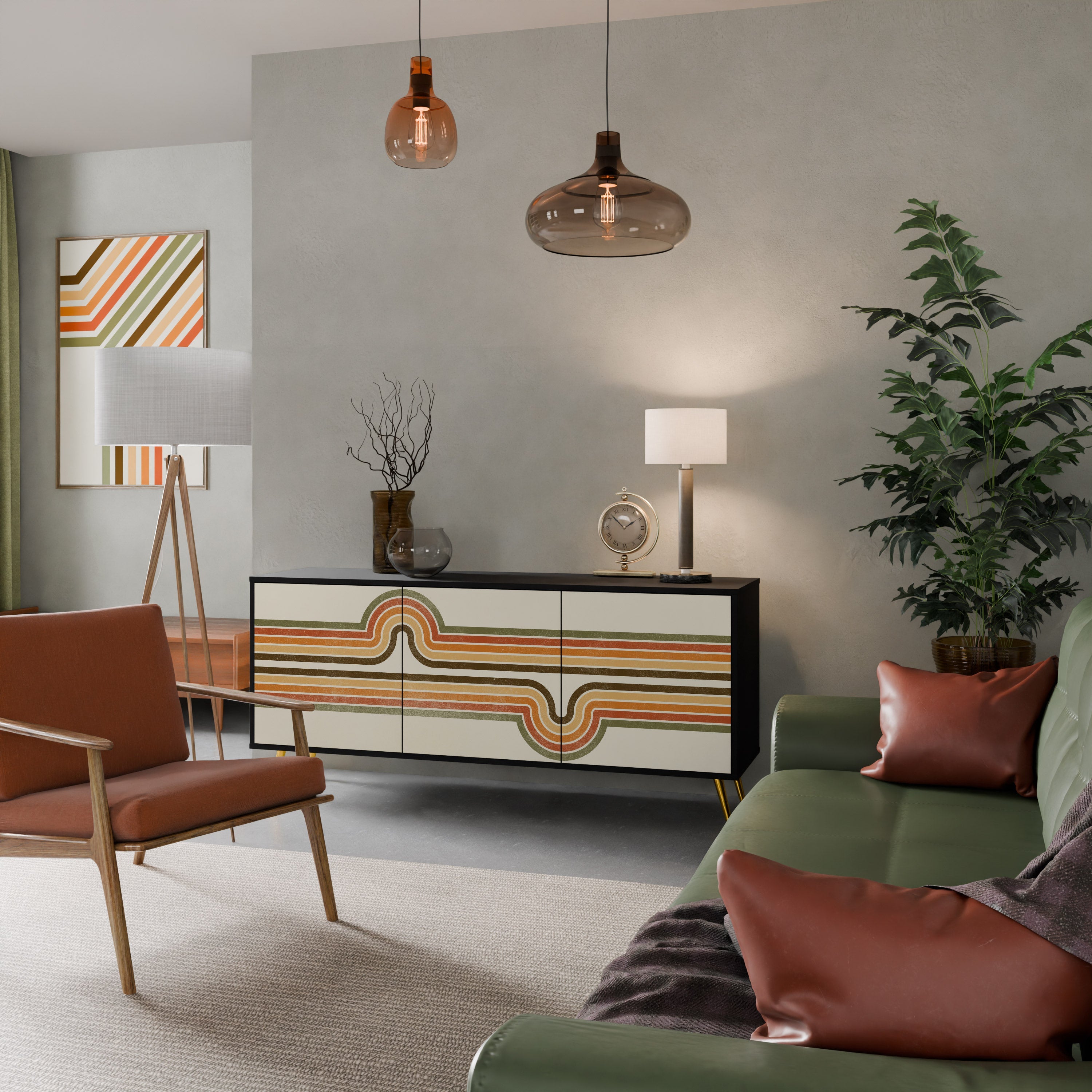 EXCEPTIONAL STREAM 3-türiges Sideboard in Schwarz