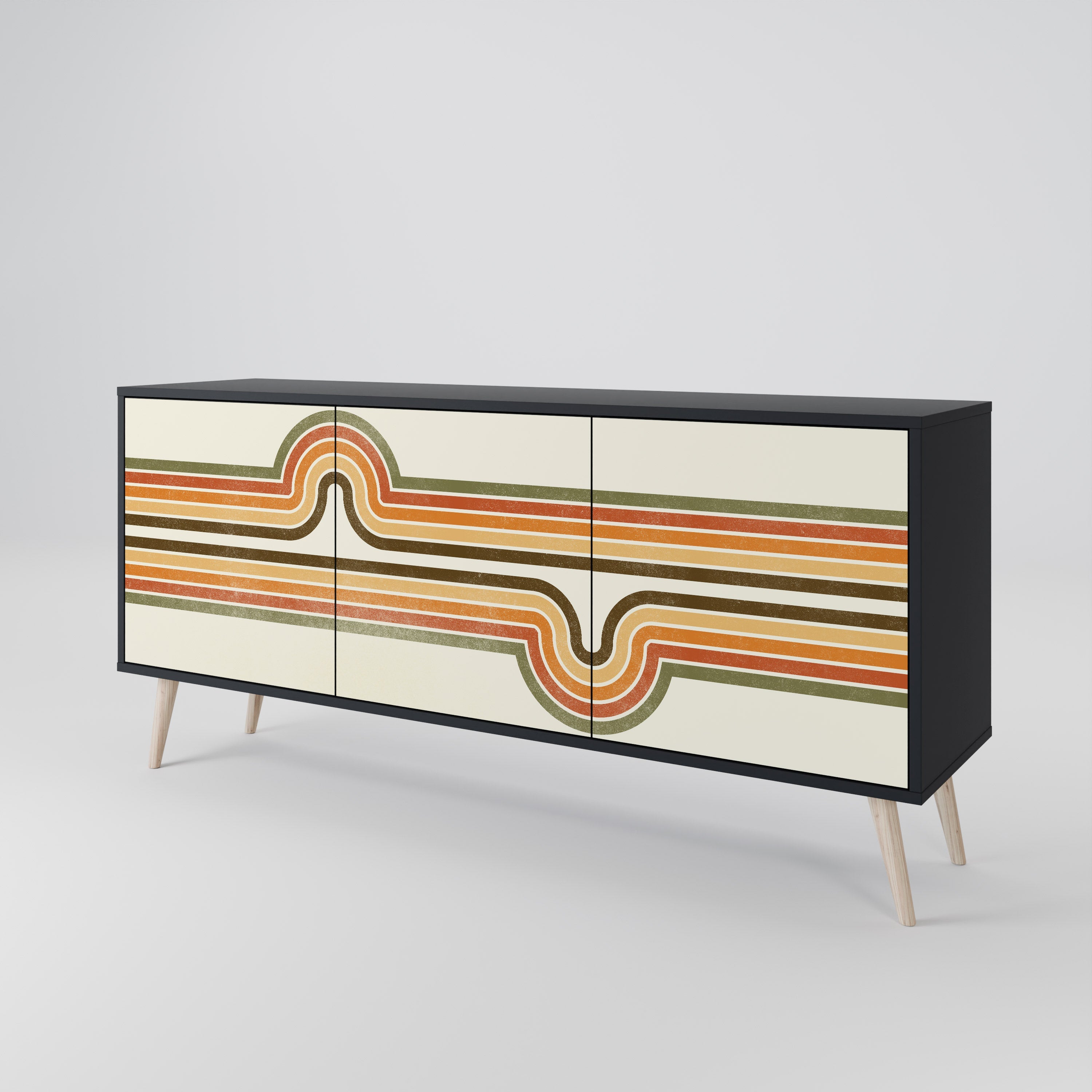 EXCEPTIONAL STREAM 3-türiges Sideboard in Schwarz
