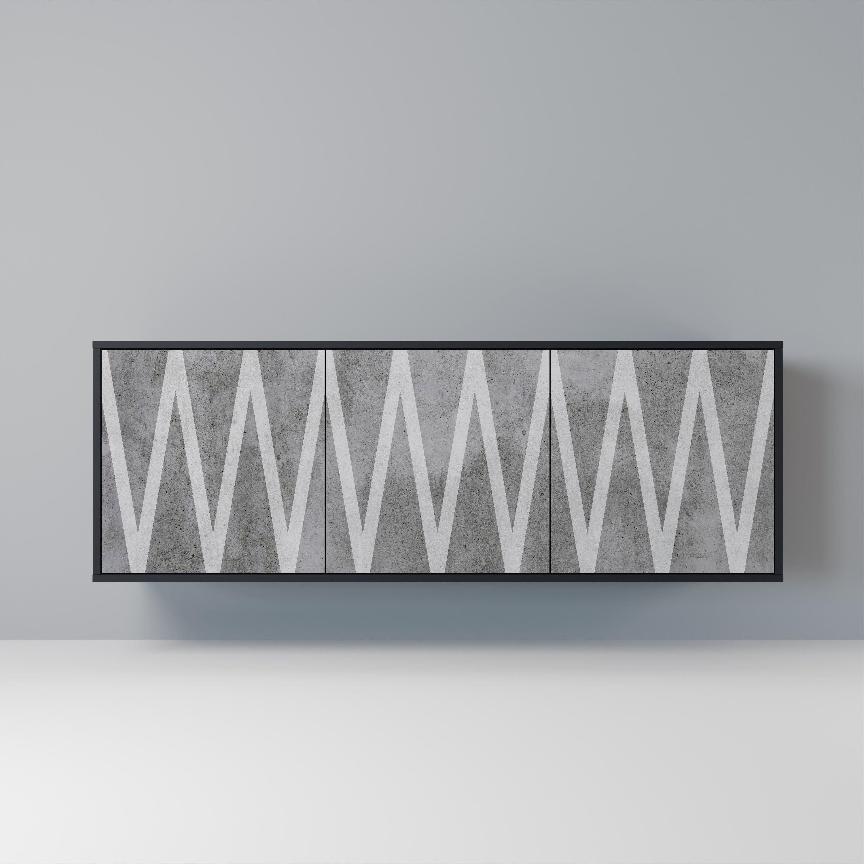 SOLID ZIG ZAG Sideboard mit 3 Türen in Schwarz