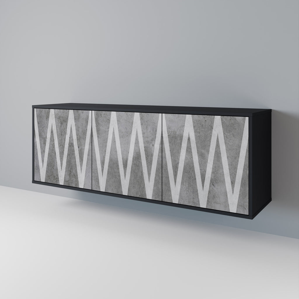 SOLID ZIG ZAG Sideboard mit 3 Türen in Schwarz
