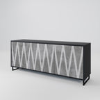 SOLID ZIG ZAG 3-Door Sideboard in Black Finish