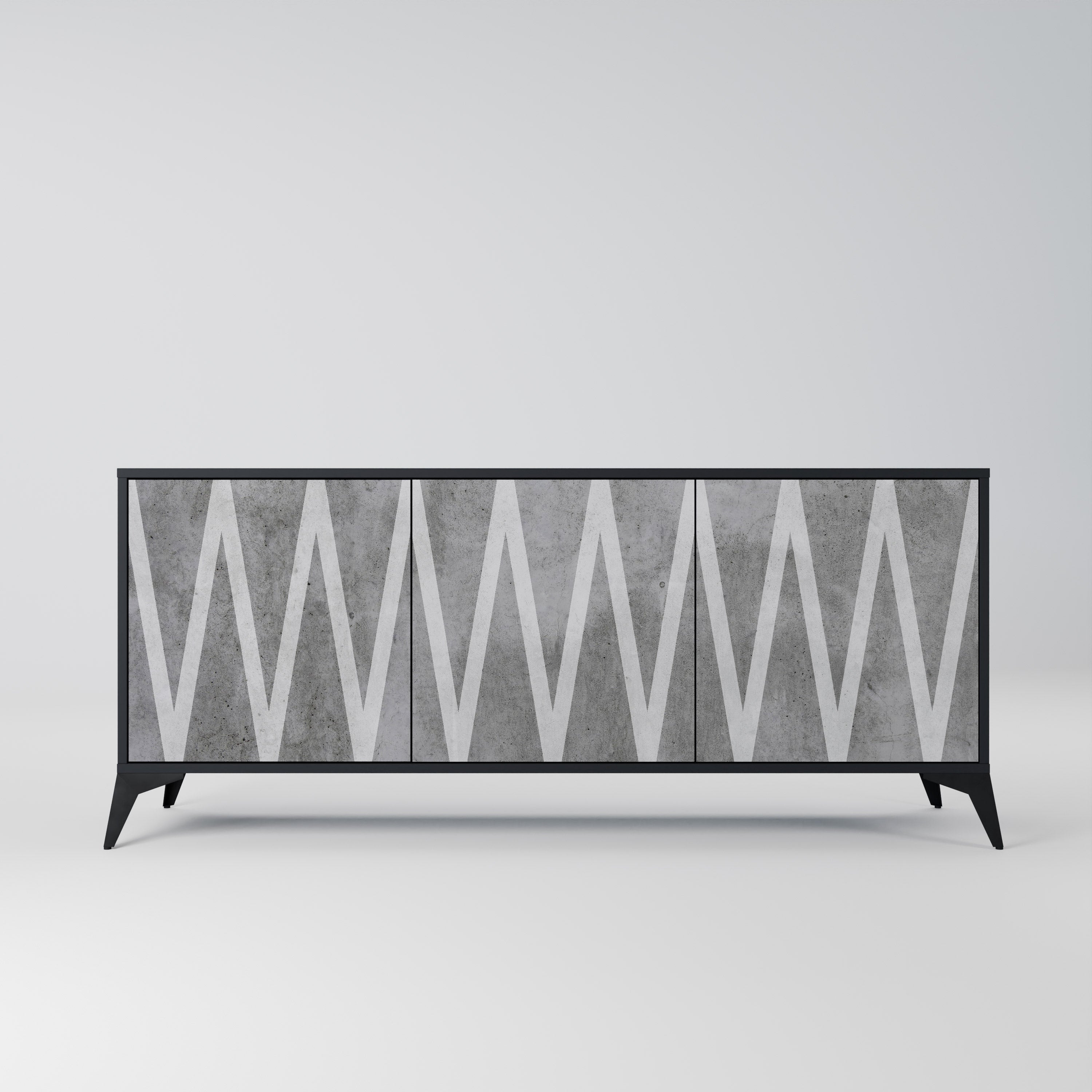 SOLID ZIG ZAG Sideboard mit 3 Türen in Schwarz