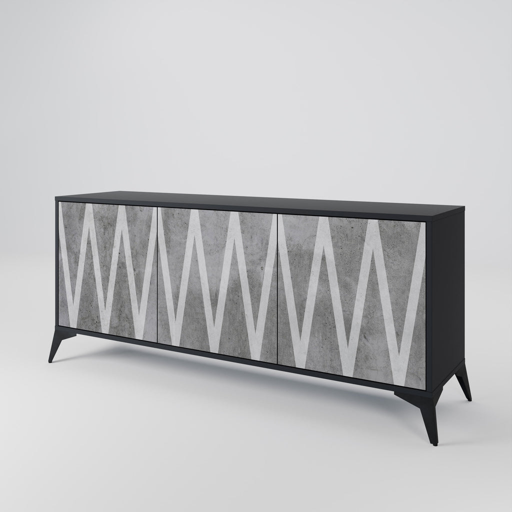 SOLID ZIG ZAG Sideboard mit 3 Türen in Schwarz