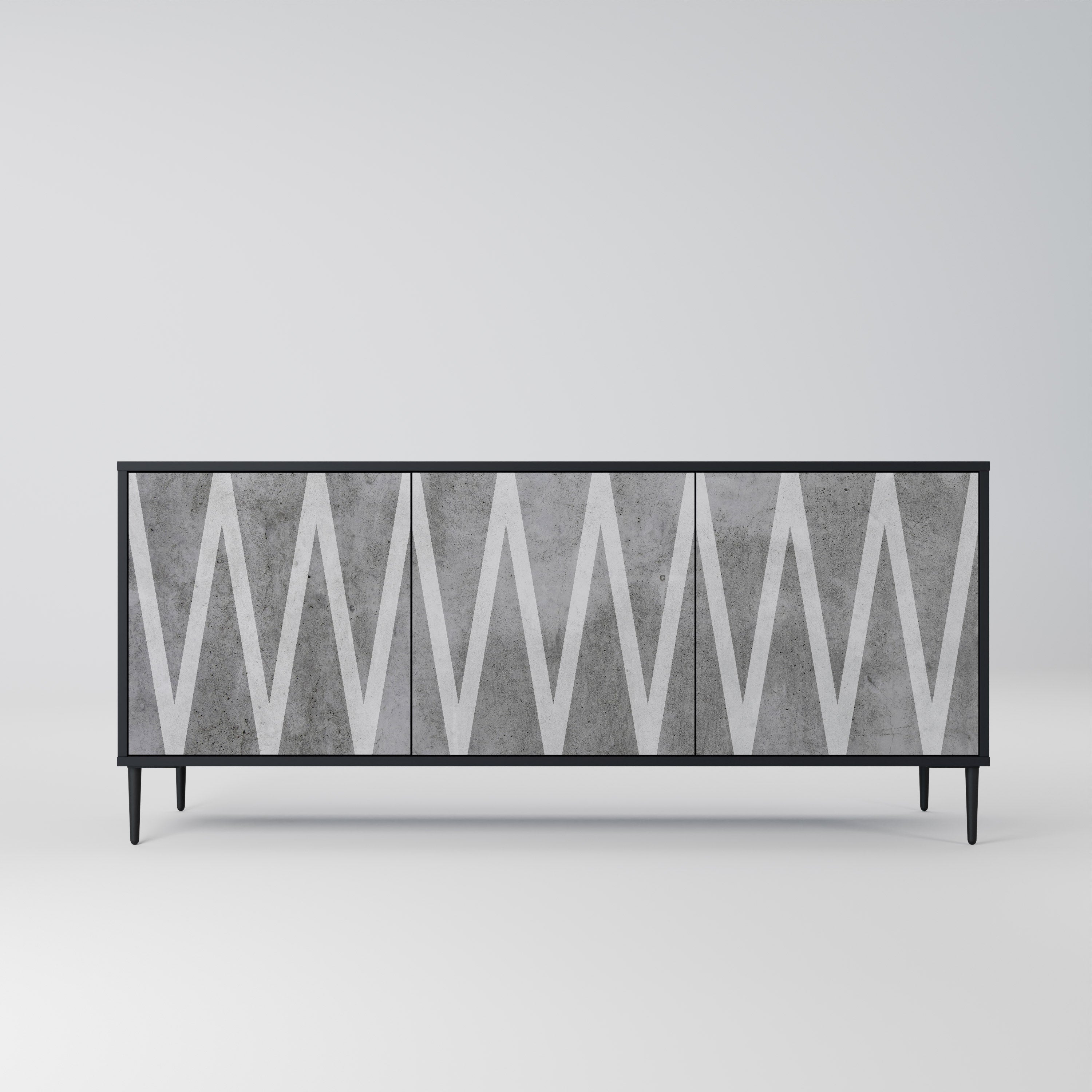 SOLID ZIG ZAG Sideboard mit 3 Türen in Schwarz