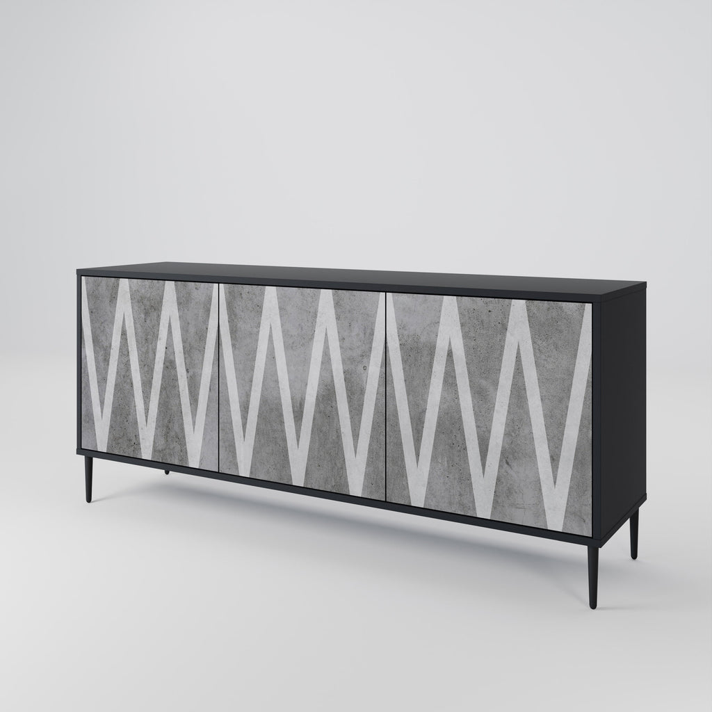 SOLID ZIG ZAG Sideboard mit 3 Türen in Schwarz
