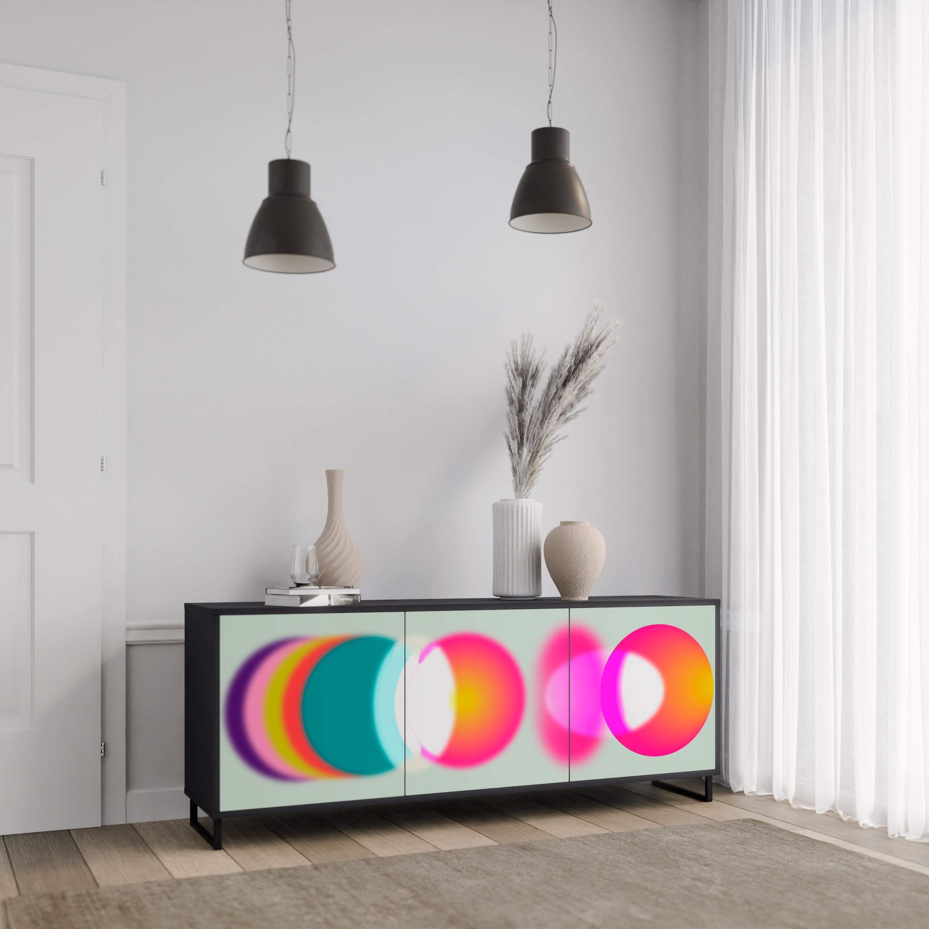 SYMPHONY OF COLORS 3-türiges Sideboard in Schwarz