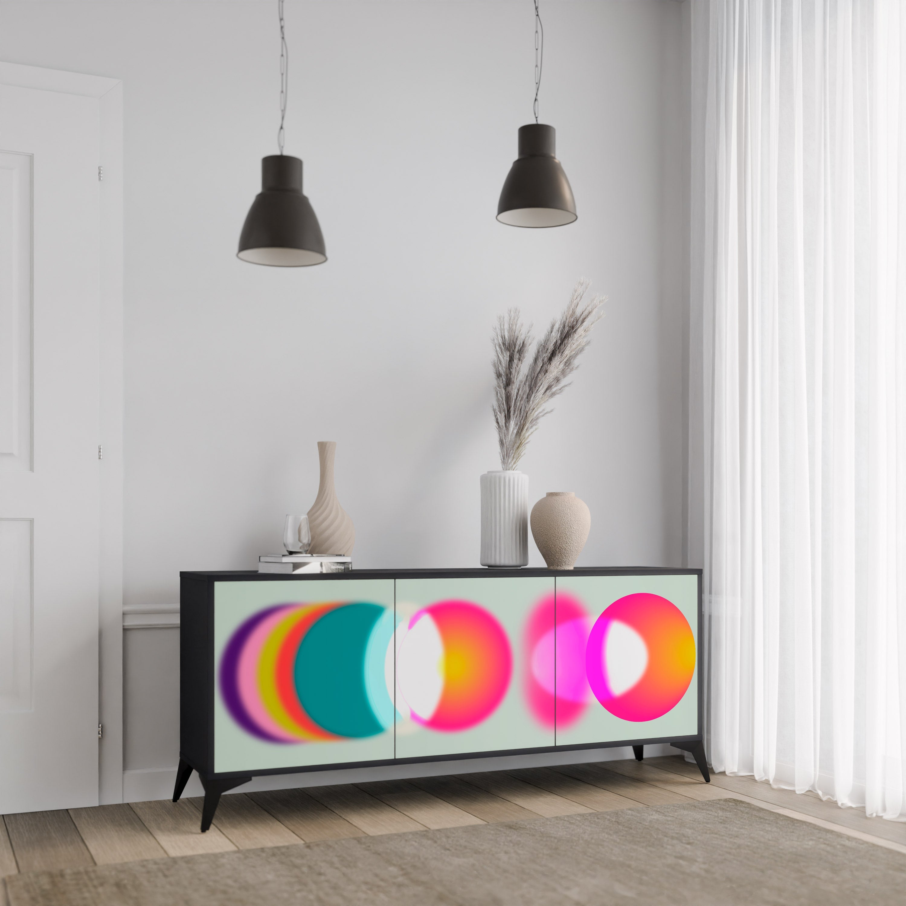 SYMPHONY OF COLORS 3-türiges Sideboard in Schwarz