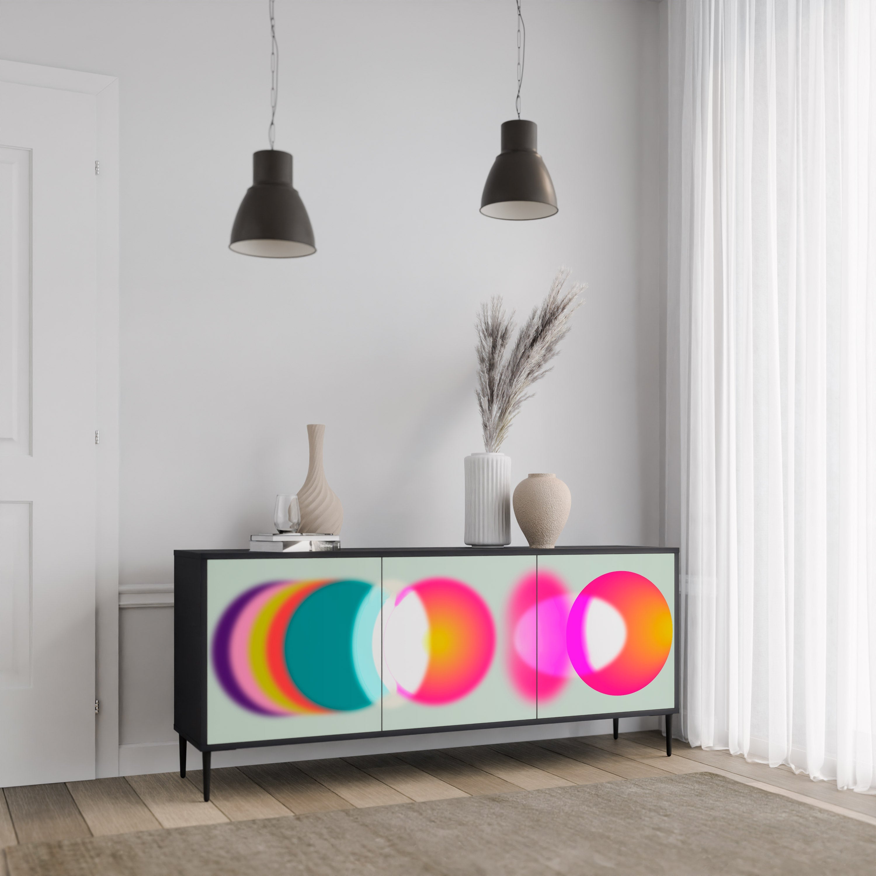 SYMPHONY OF COLORS 3-türiges Sideboard in Schwarz