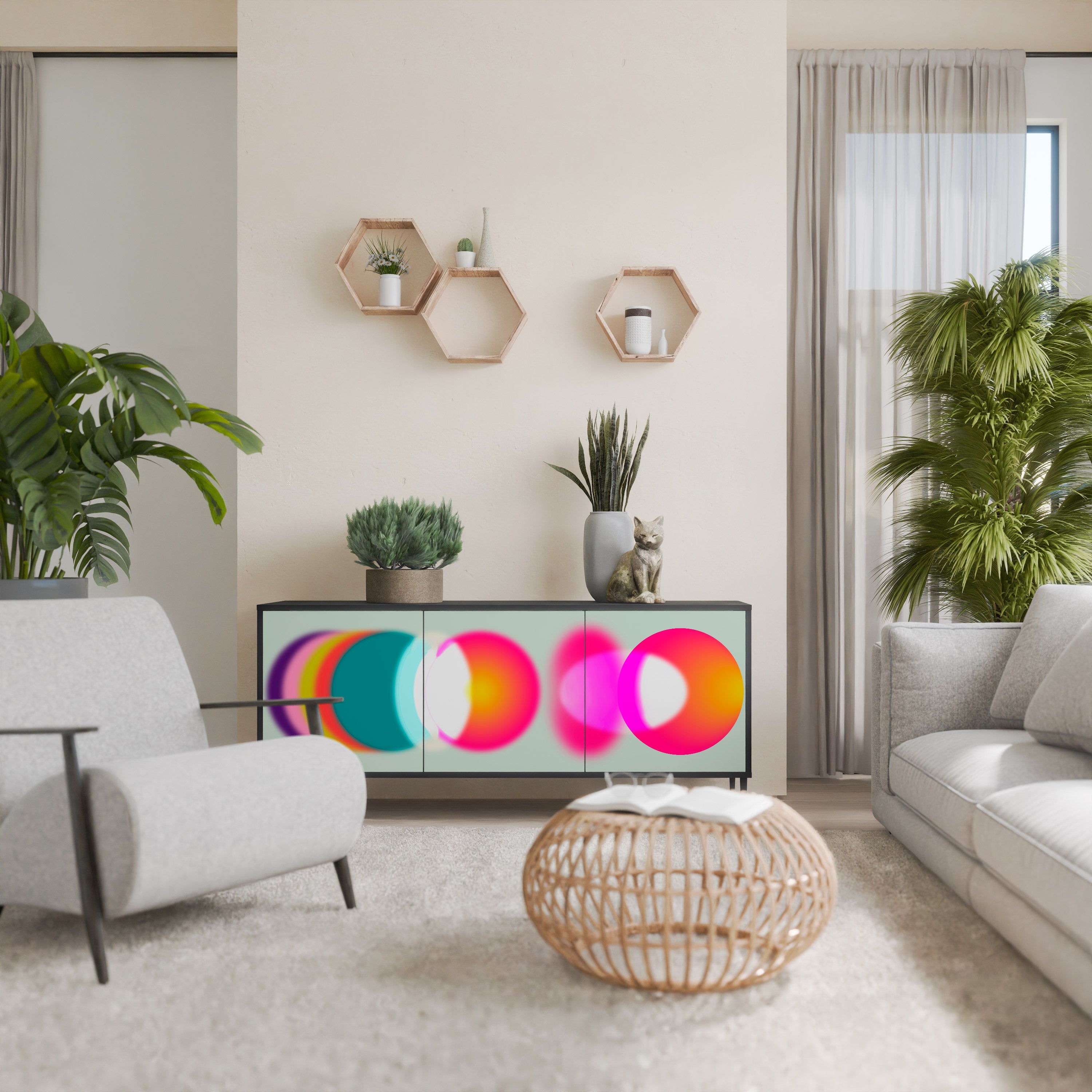 SYMPHONY OF COLORS 3-türiges Sideboard in Schwarz