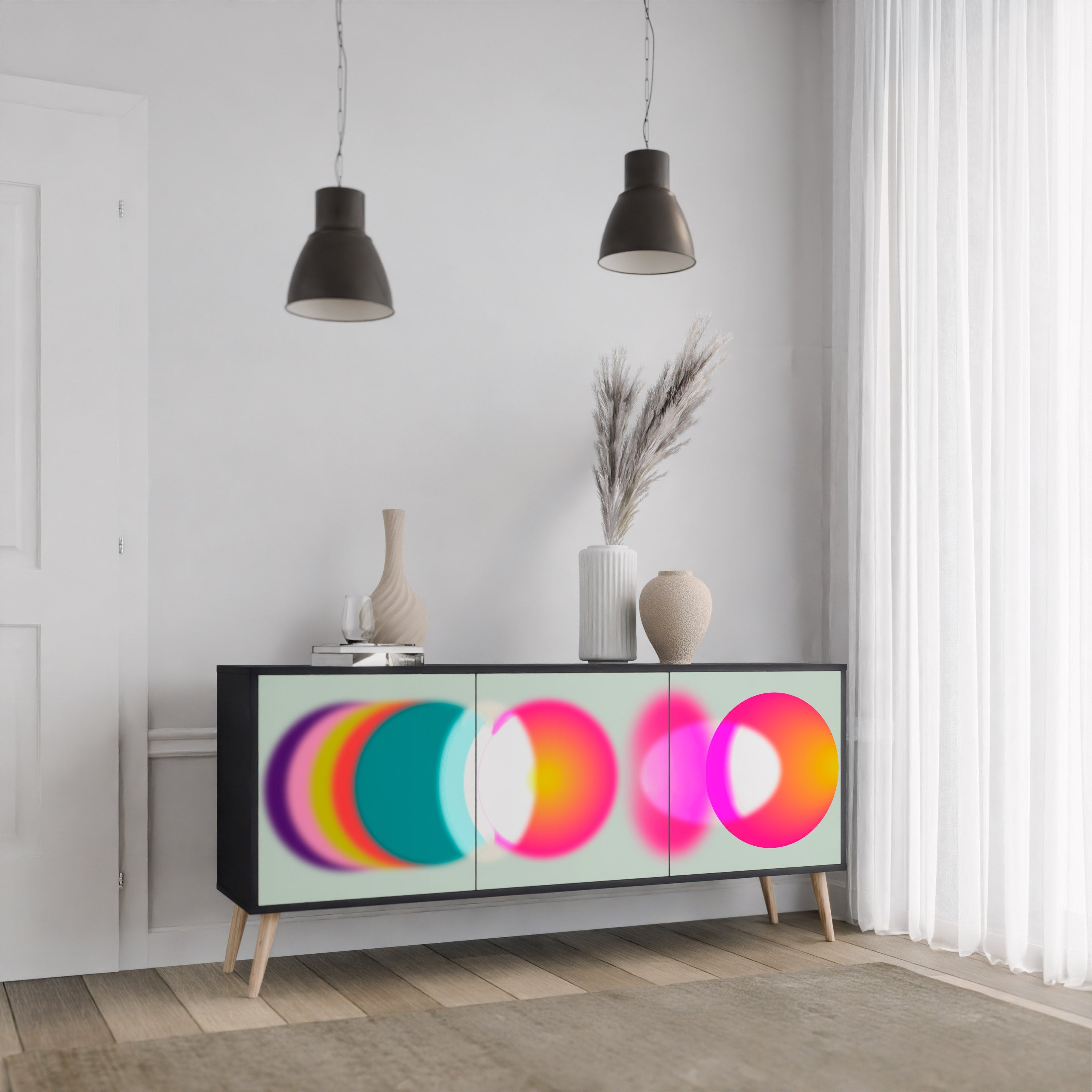 SYMPHONY OF COLORS 3-türiges Sideboard in Schwarz
