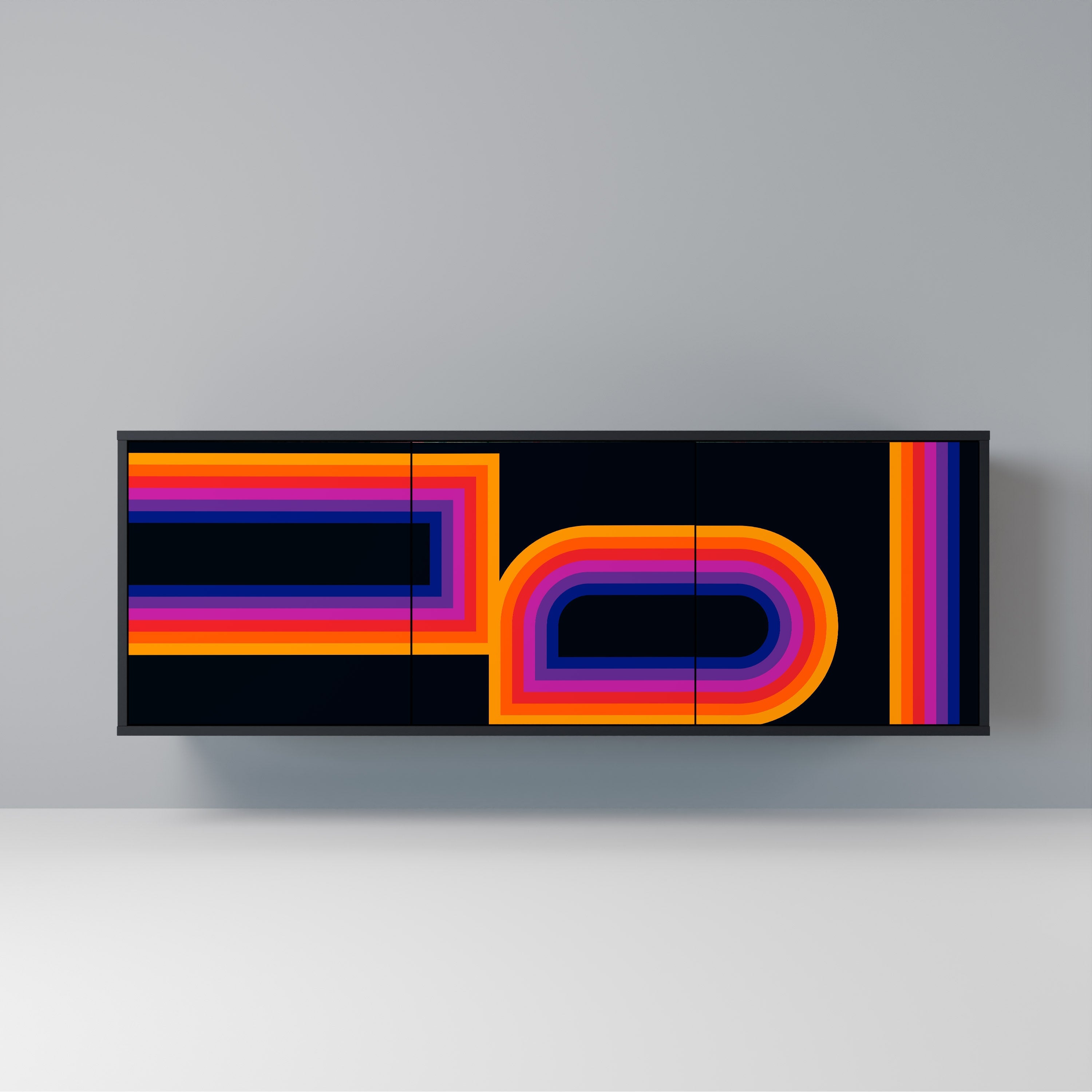 BLINDED BY THE LIGHTS 3-türiges Sideboard in Schwarz