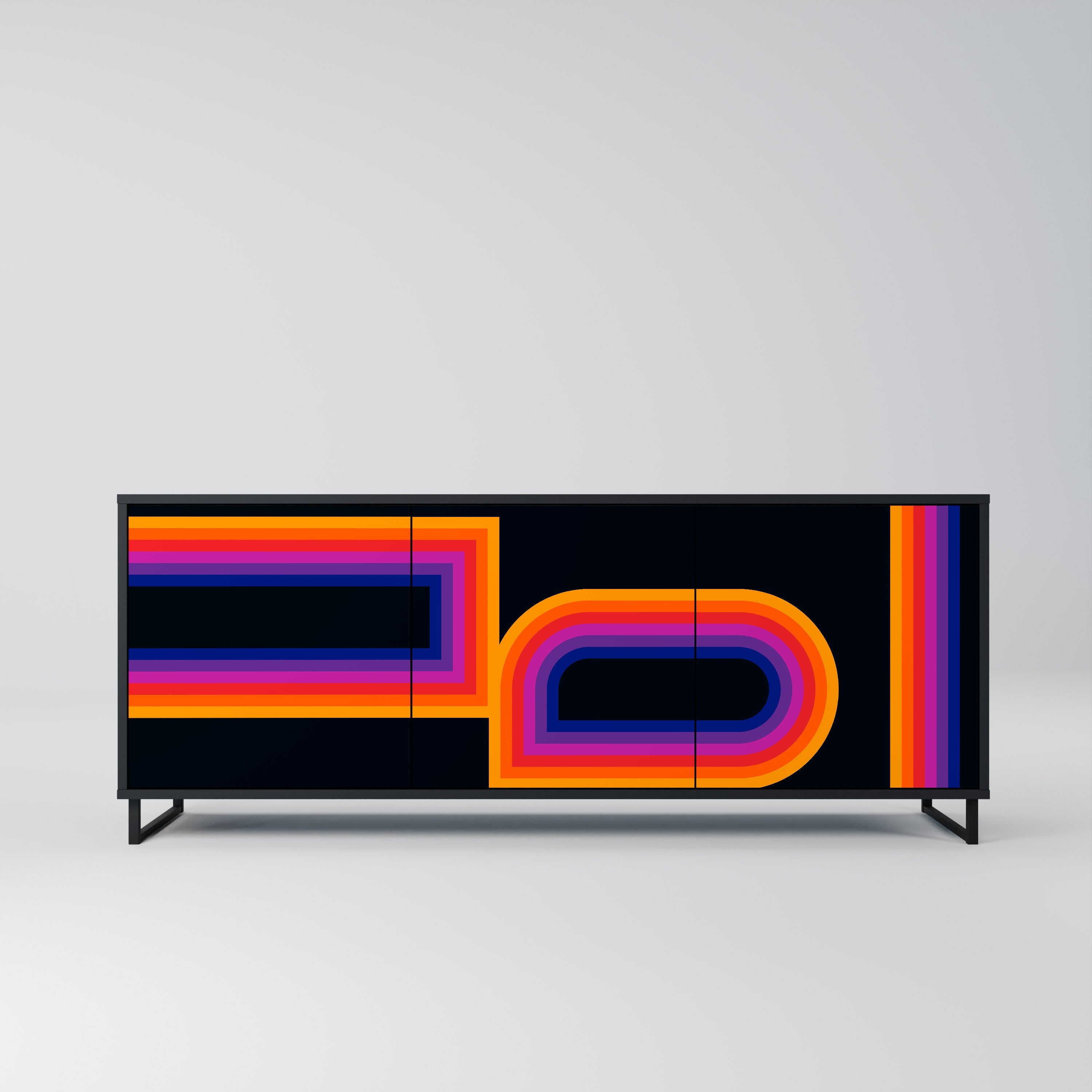 BLINDED BY THE LIGHTS 3-türiges Sideboard in Schwarz