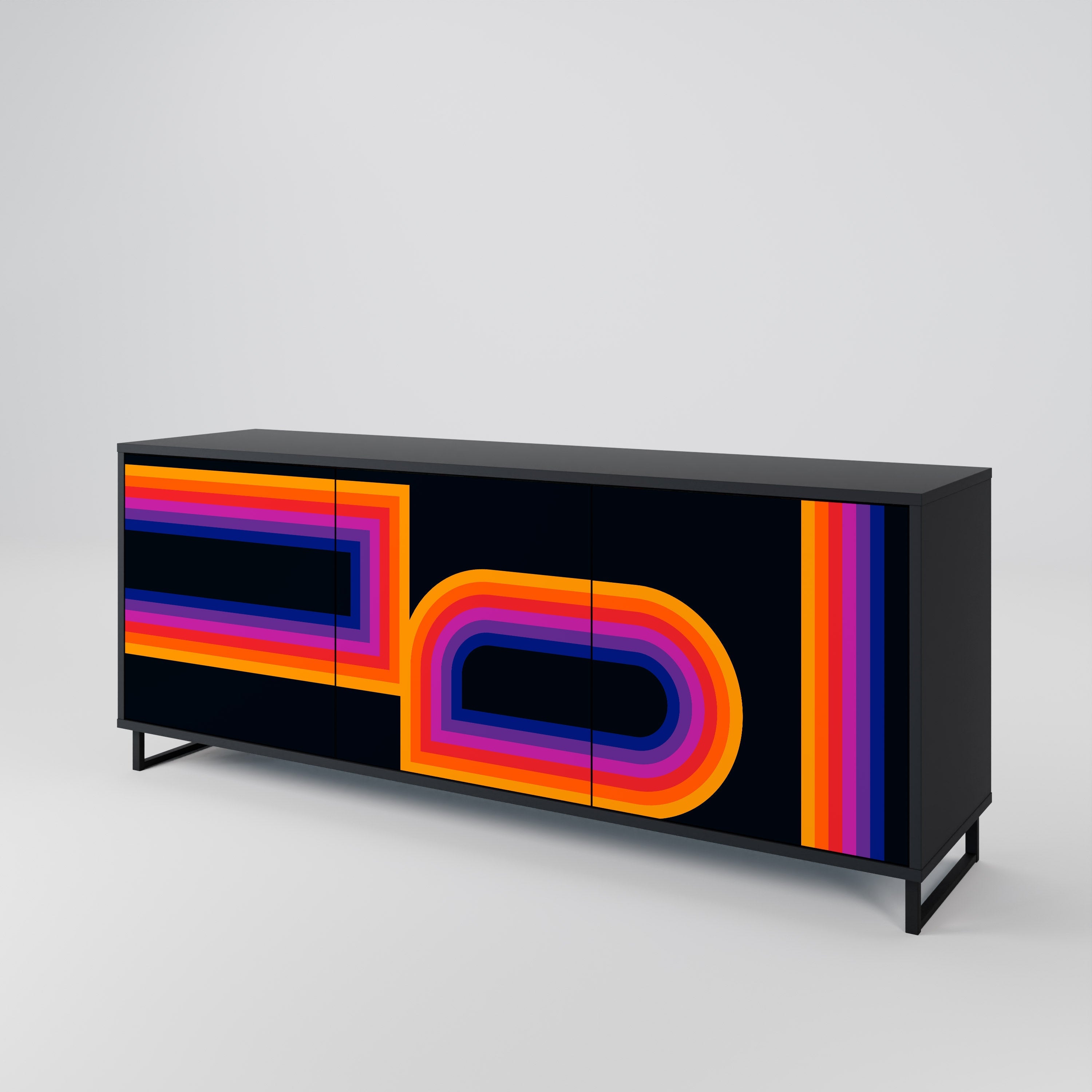 BLINDED BY THE LIGHTS 3-türiges Sideboard in Schwarz