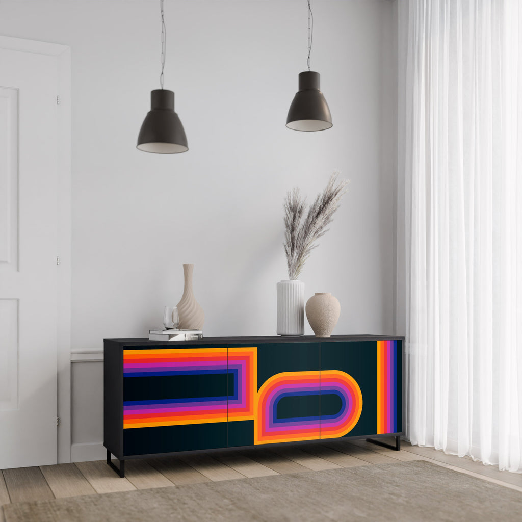 BLINDED BY THE LIGHTS 3-türiges Sideboard in Schwarz