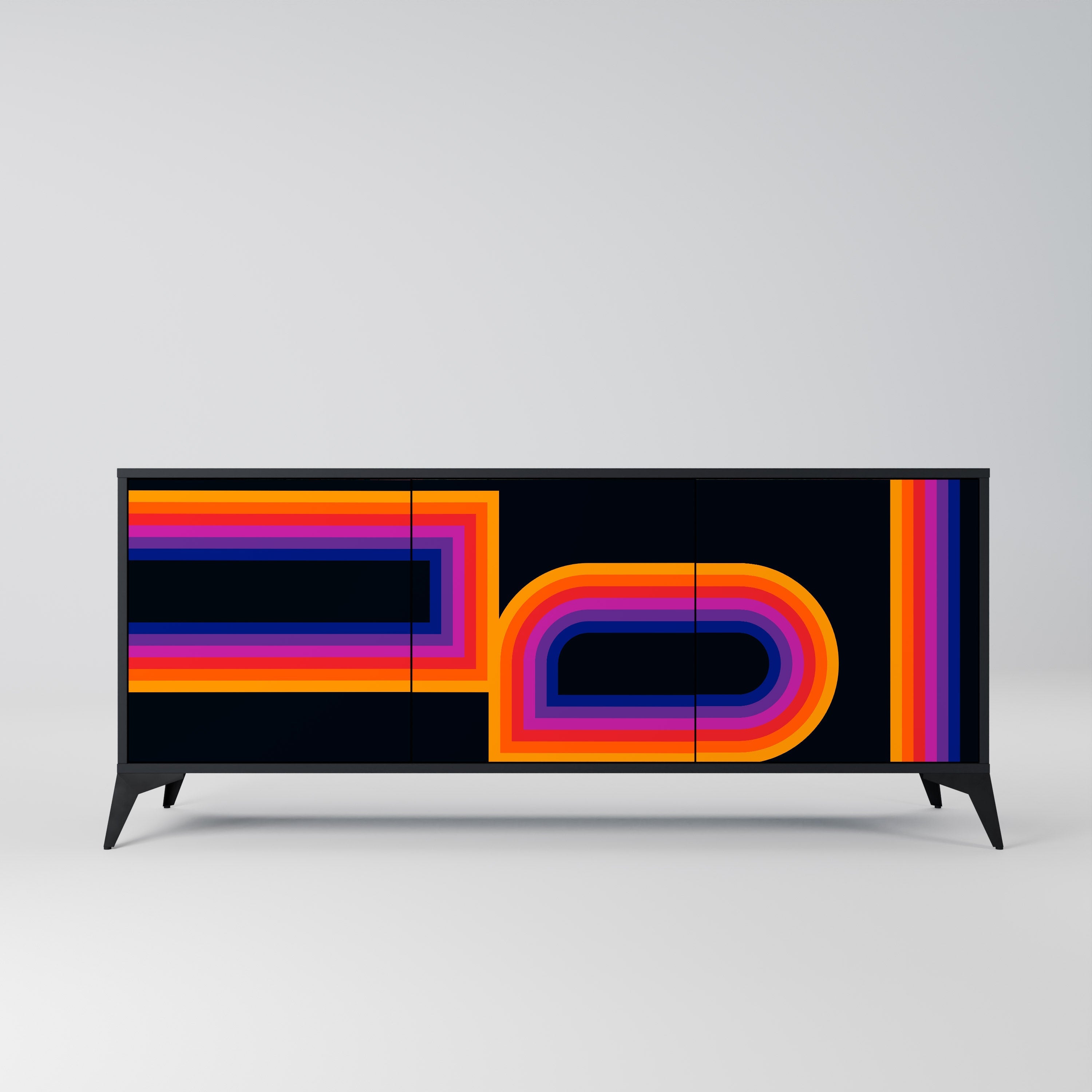 BLINDED BY THE LIGHTS 3-türiges Sideboard in Schwarz