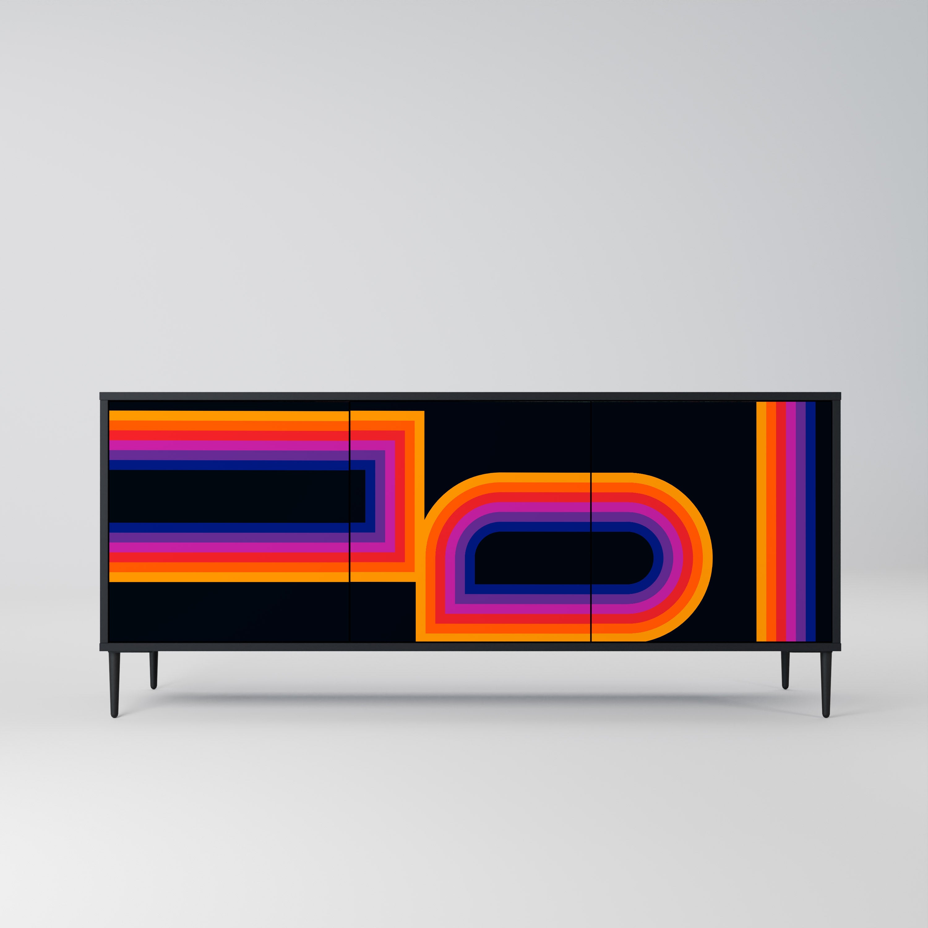 BLINDED BY THE LIGHTS 3-türiges Sideboard in Schwarz