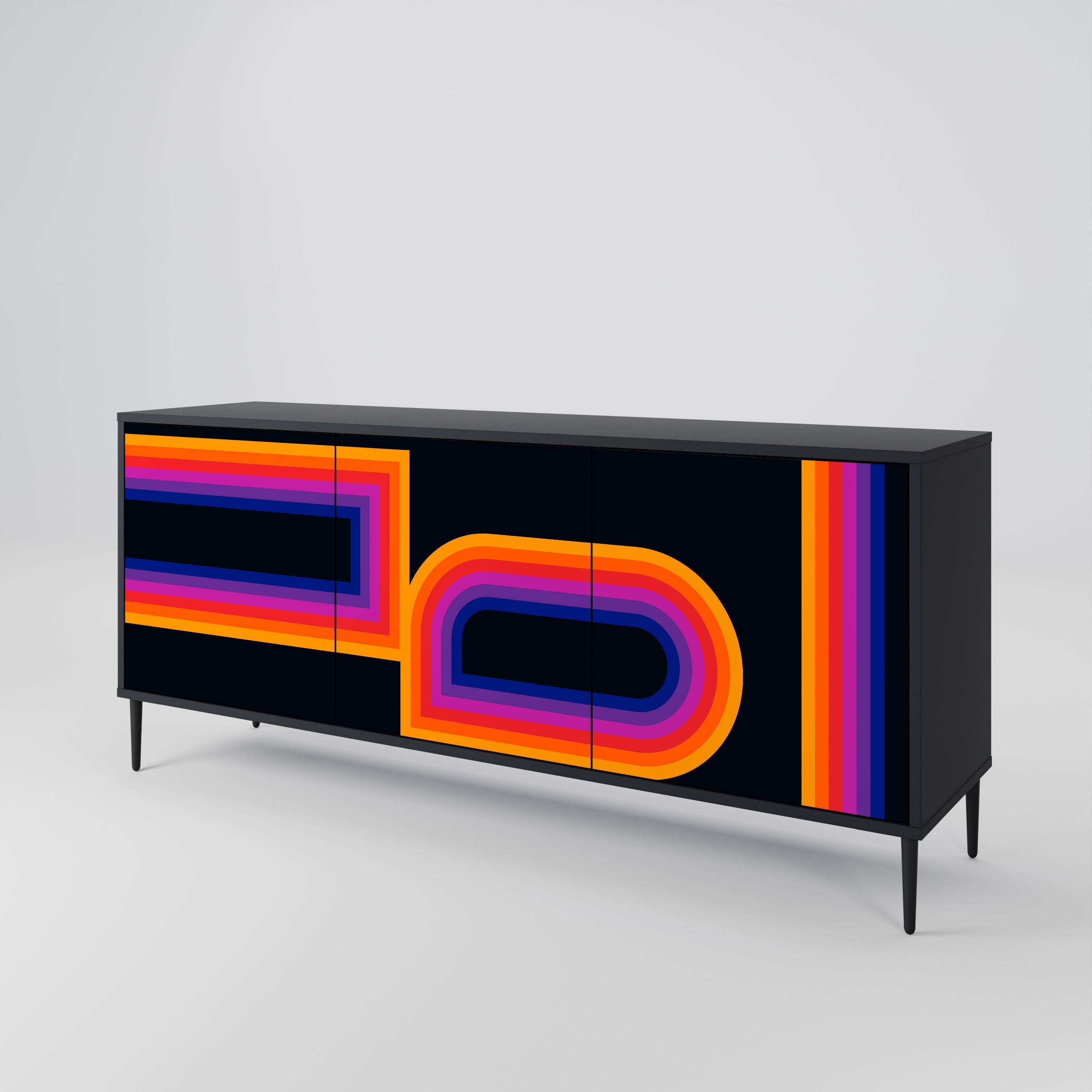 BLINDED BY THE LIGHTS 3-türiges Sideboard in Schwarz