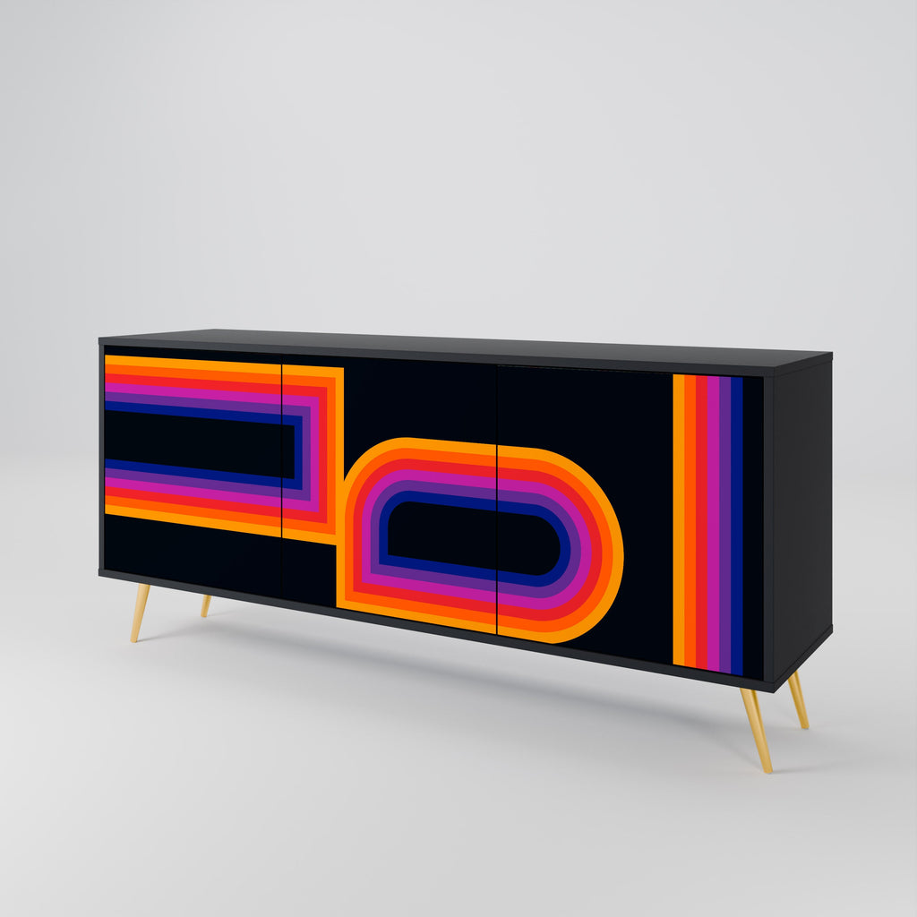 BLINDED BY THE LIGHTS 3-türiges Sideboard in Schwarz