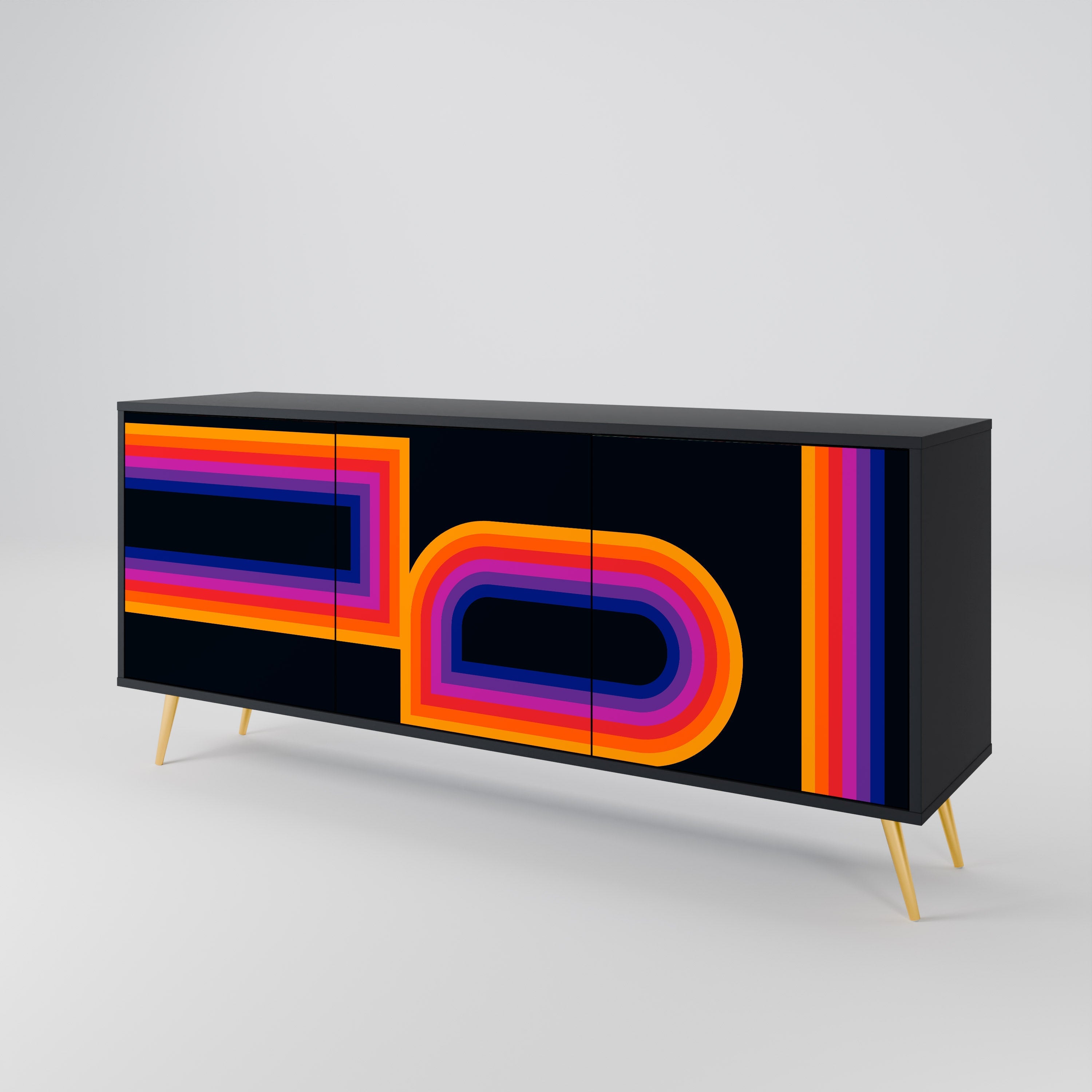 BLINDED BY THE LIGHTS 3-türiges Sideboard in Schwarz