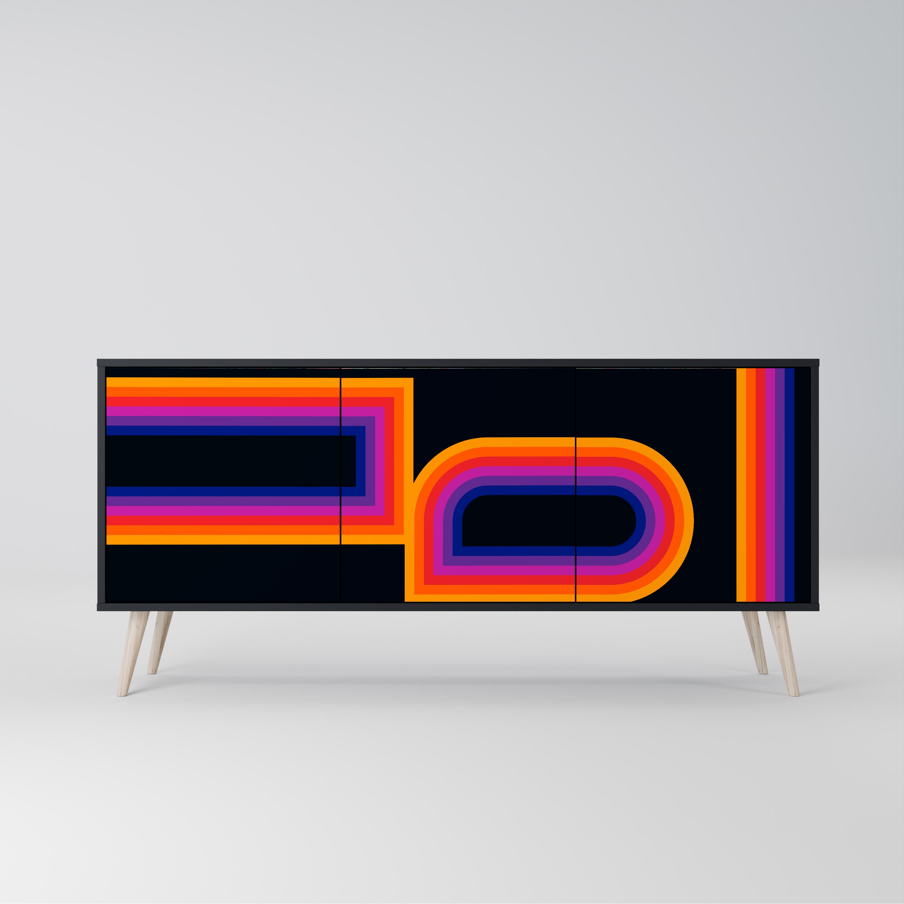 BLINDED BY THE LIGHTS 3-türiges Sideboard in Schwarz