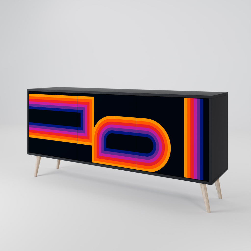 BLINDED BY THE LIGHTS 3-türiges Sideboard in Schwarz