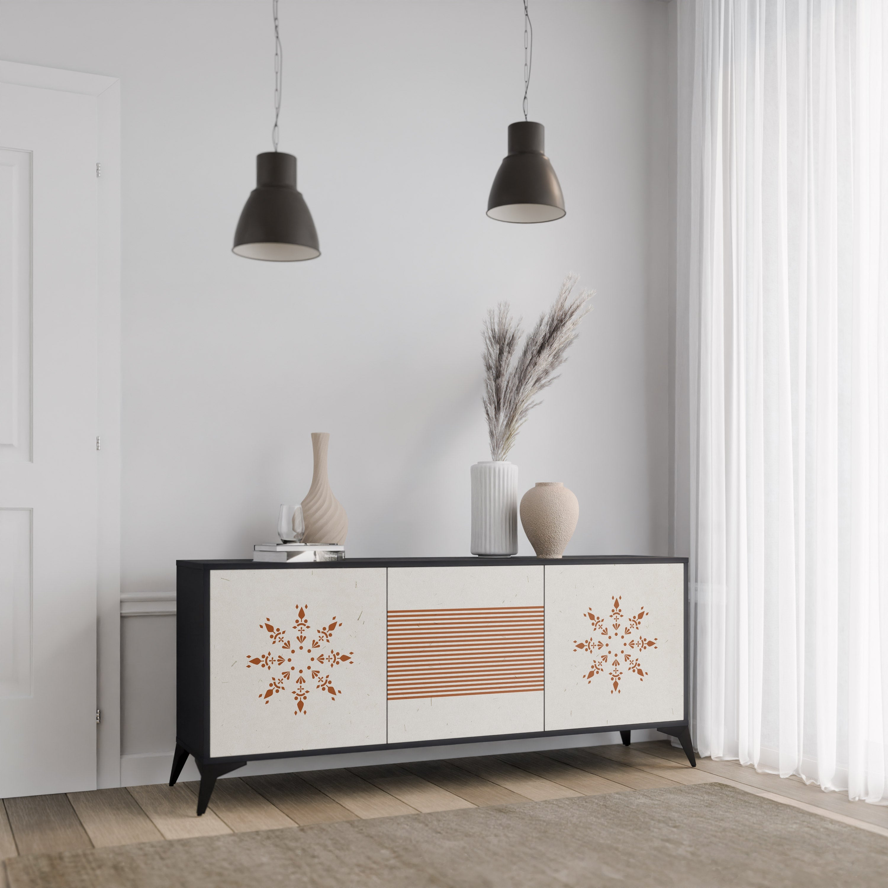 DAILY HARMONY 3-türiges Sideboard in Schwarz