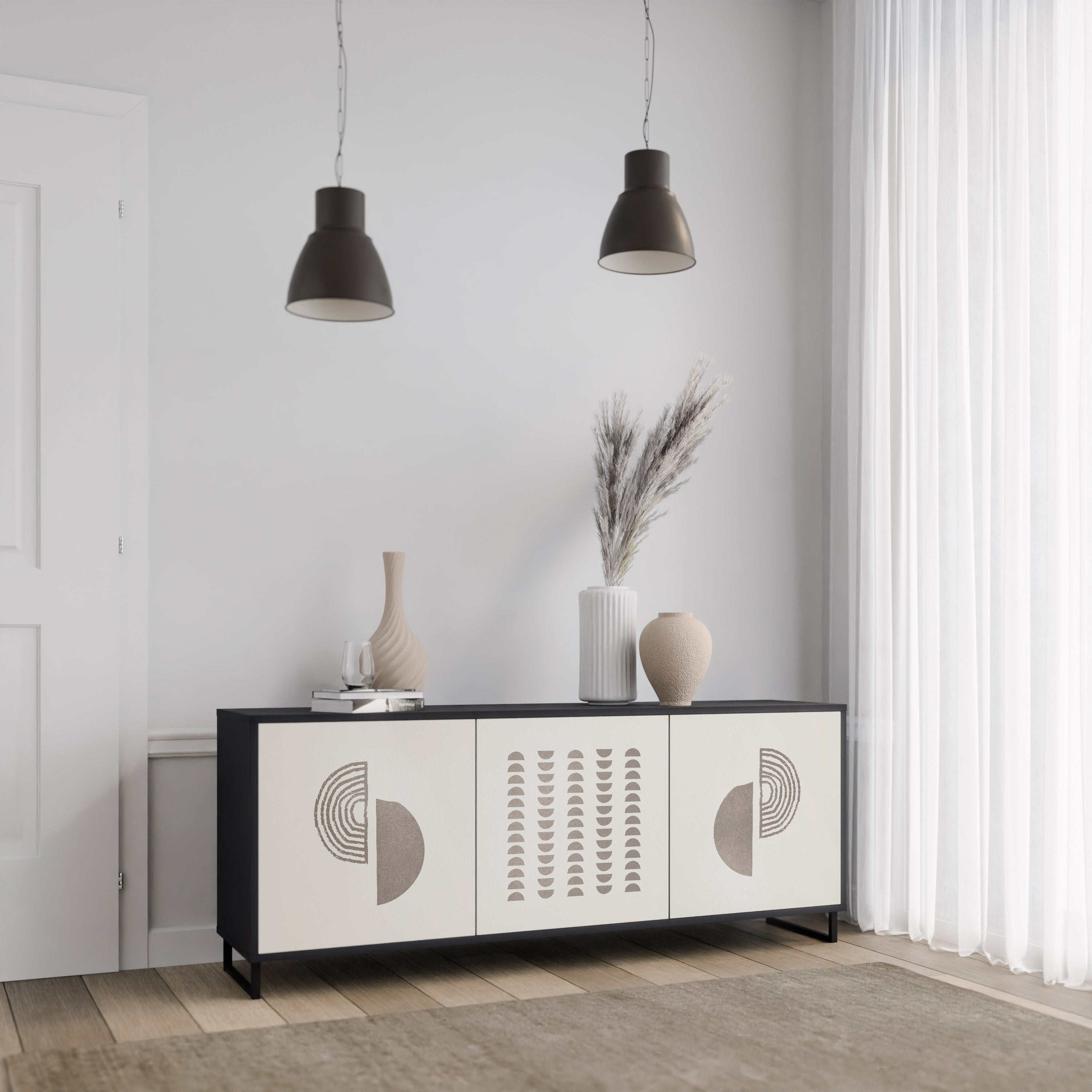 HARMONY ESSENCE 3-türiges Sideboard in Schwarz