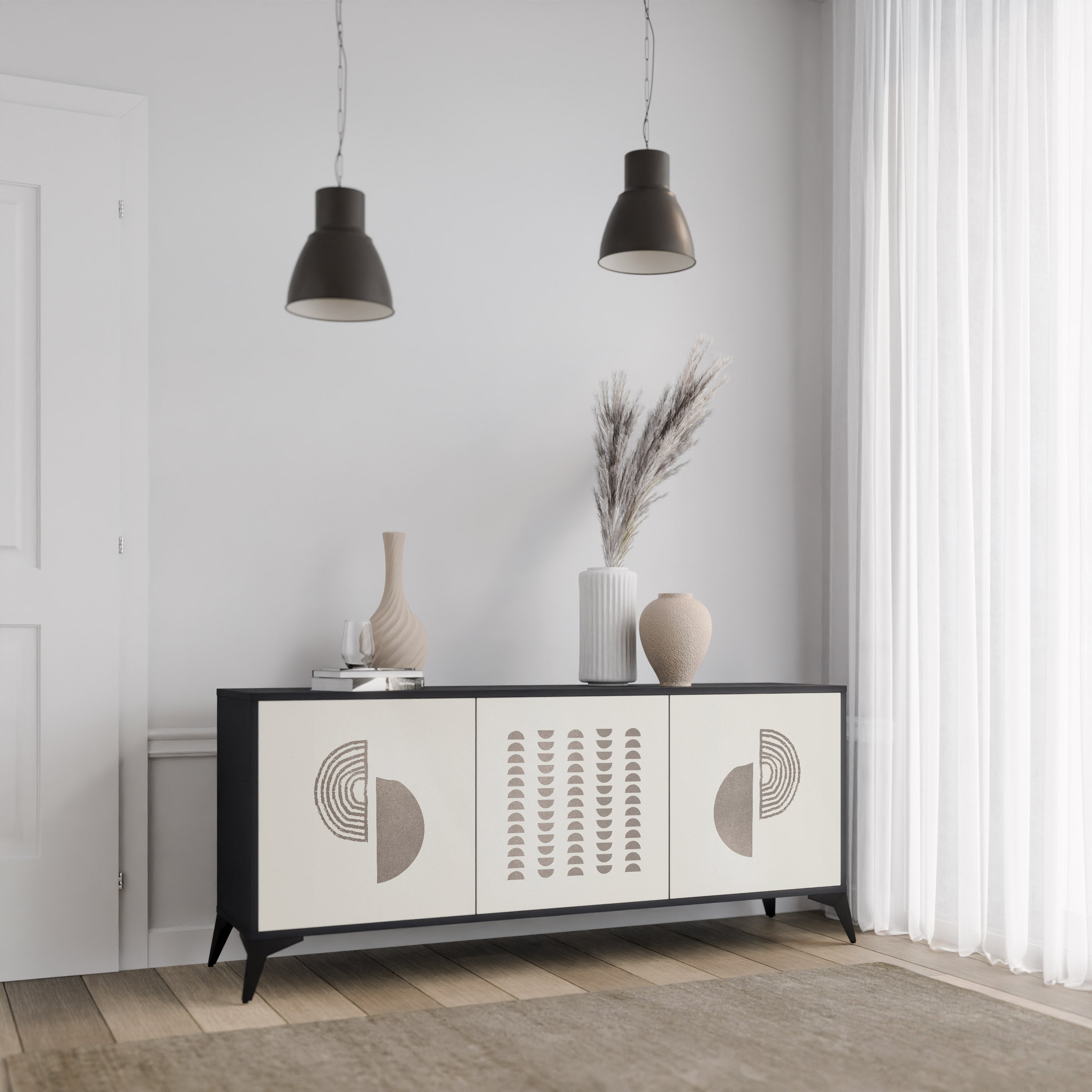 HARMONY ESSENCE 3-türiges Sideboard in Schwarz