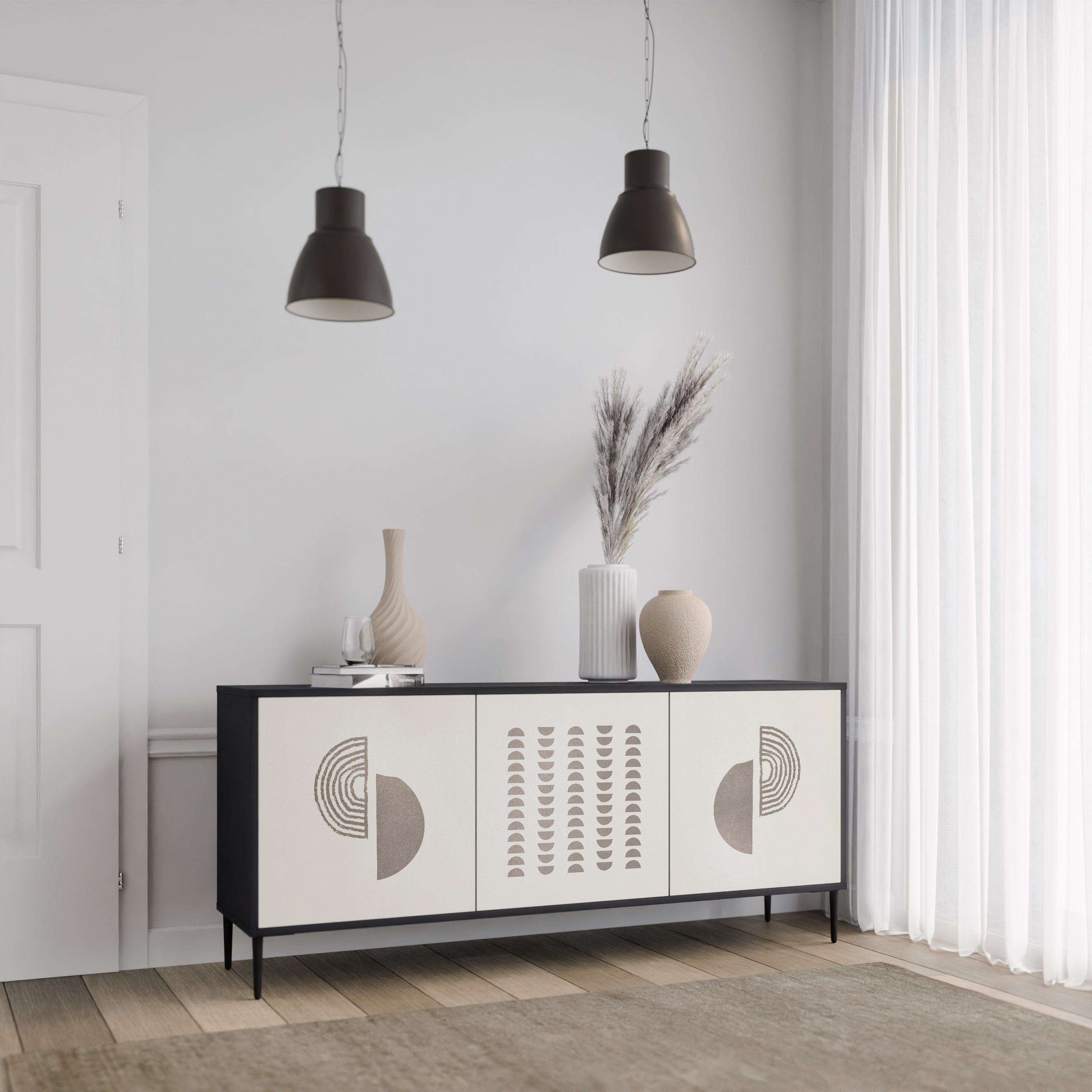 HARMONY ESSENCE 3-türiges Sideboard in Schwarz