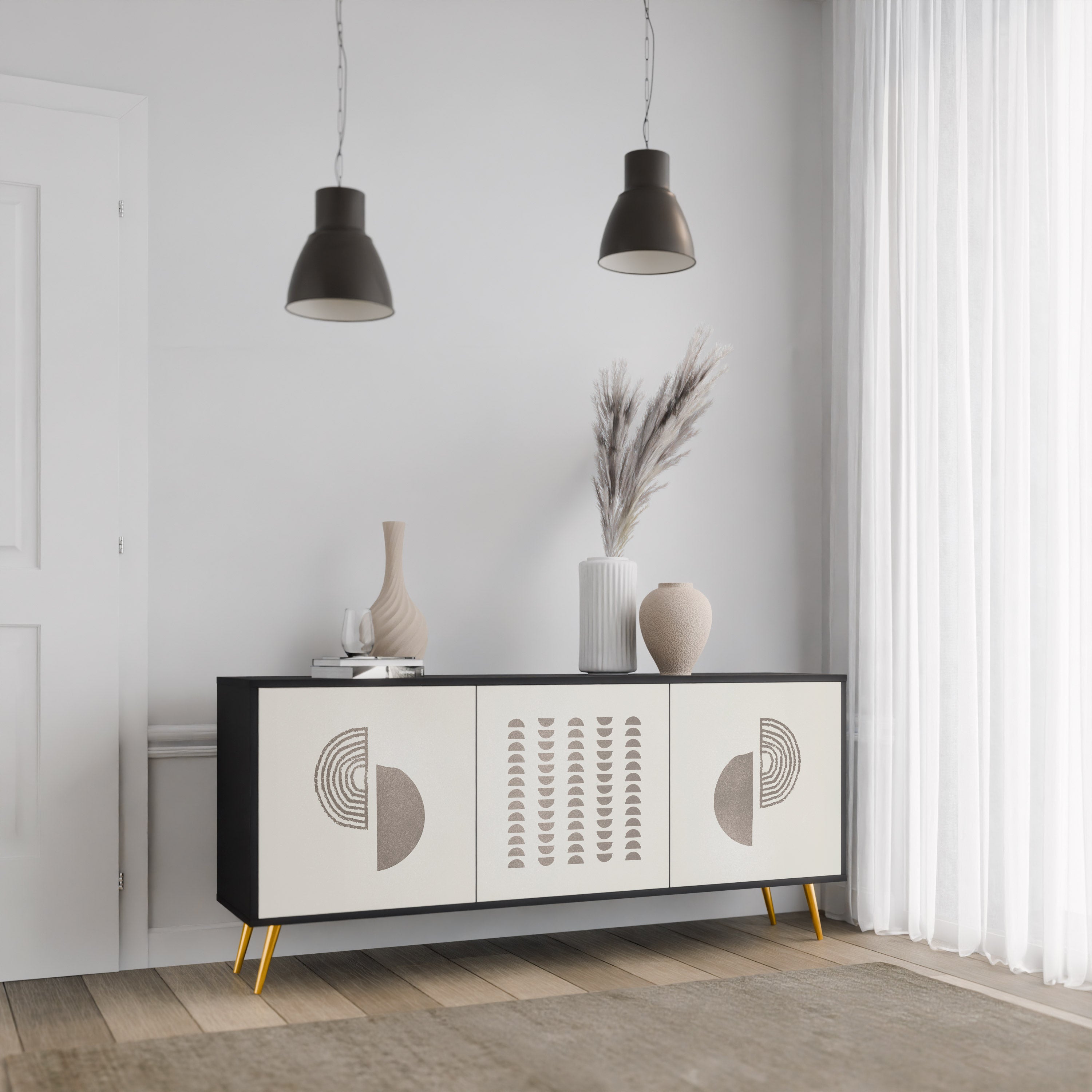 HARMONY ESSENCE 3-türiges Sideboard in Schwarz