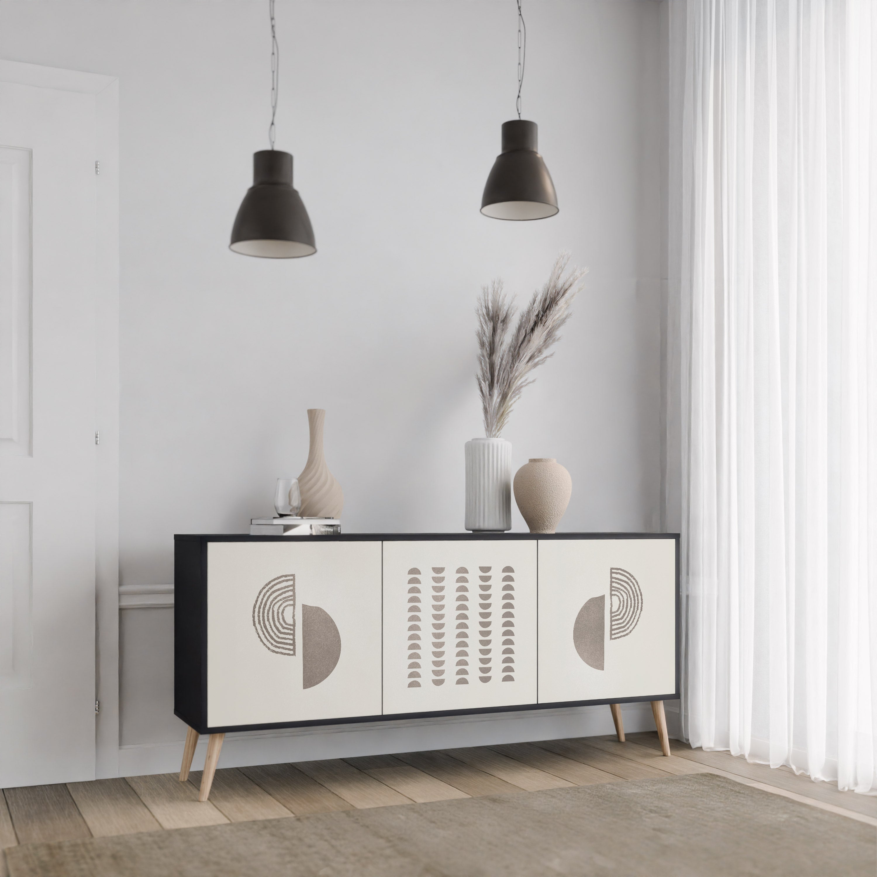 HARMONY ESSENCE 3-türiges Sideboard in Schwarz